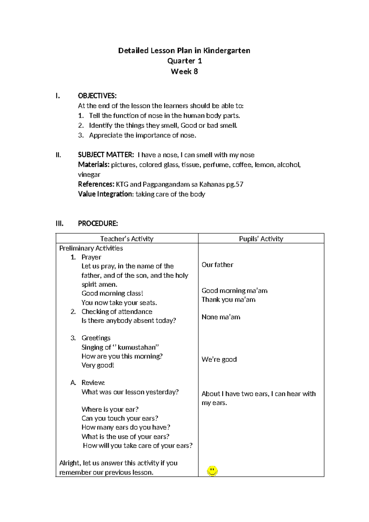 Detailed Lesson Plan in Kindergarten - Detailed Lesson Plan in ...