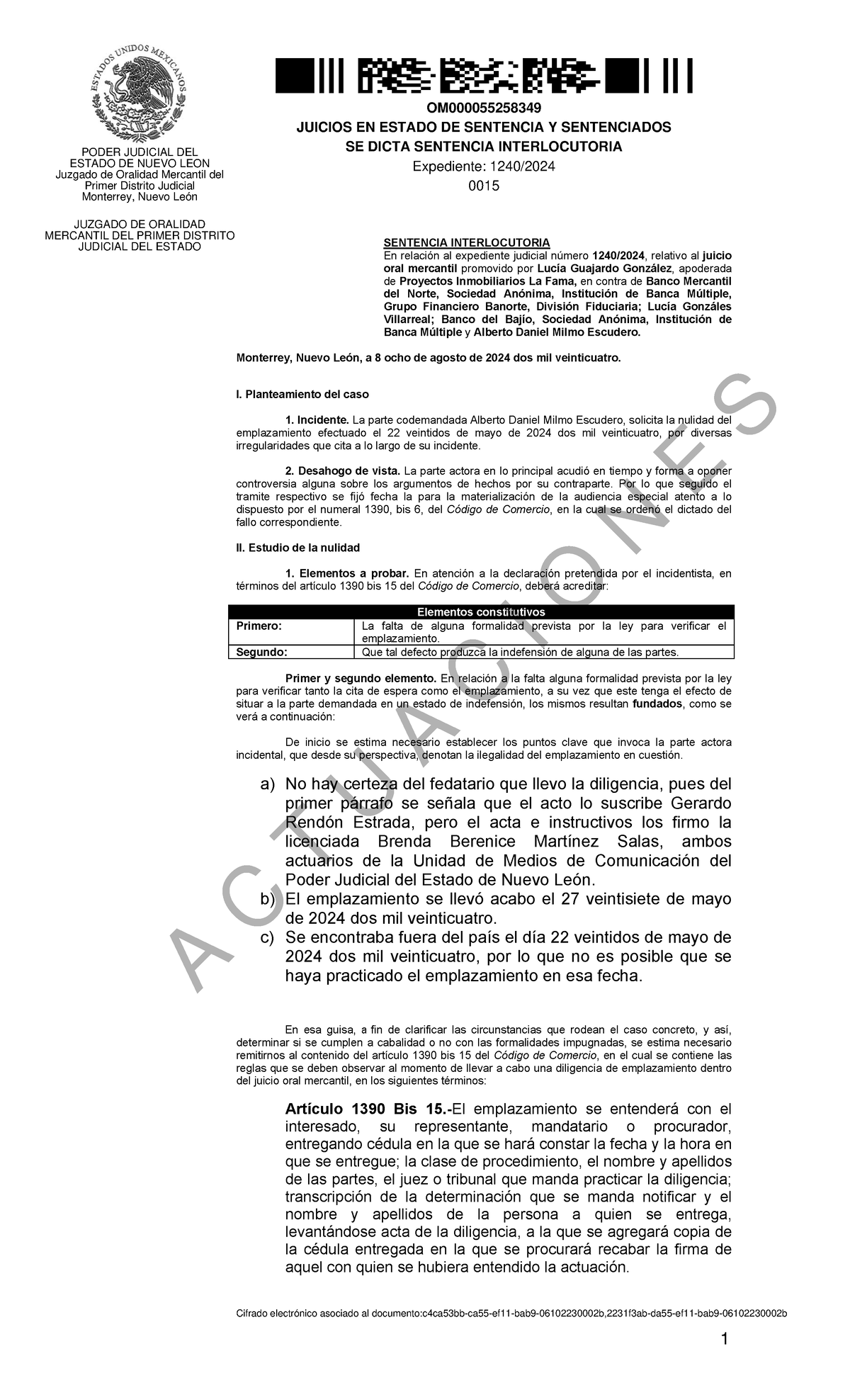 Sentencia - derecho - ####### SENTENCIA INTERLOCUTORIA En relación al