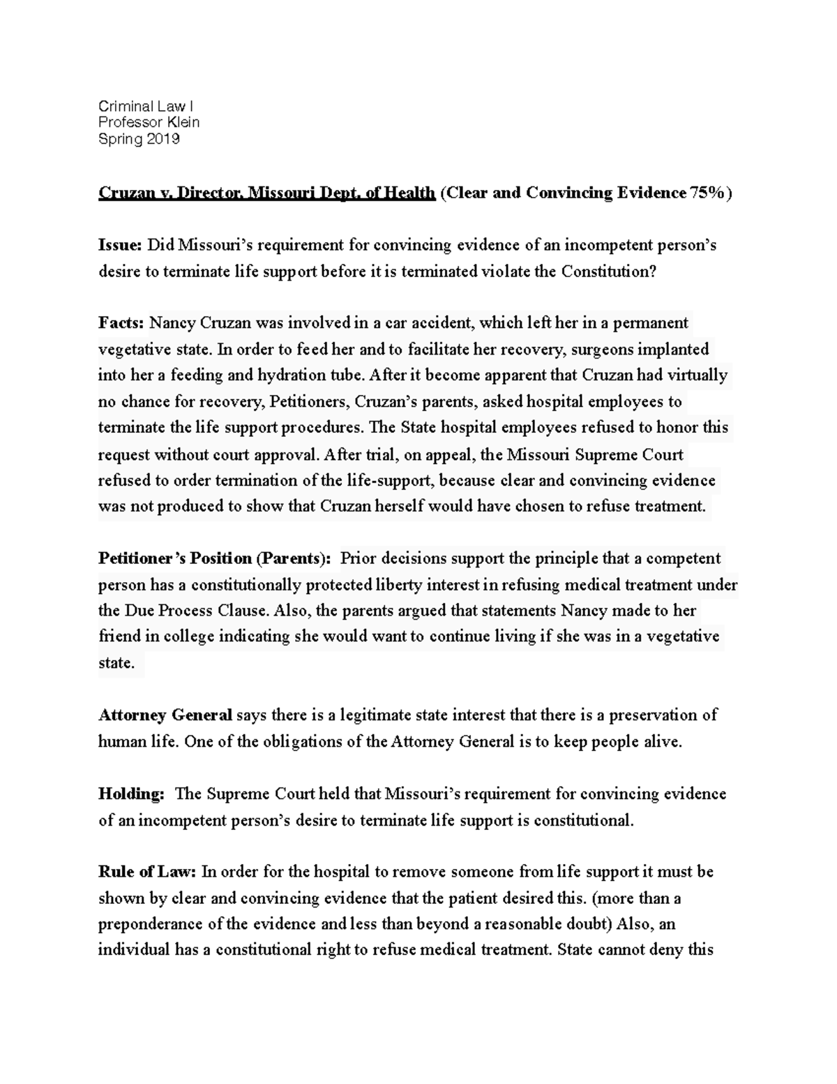 Case Analysis - Clear and Convincing Evidence - Criminal Law I ...