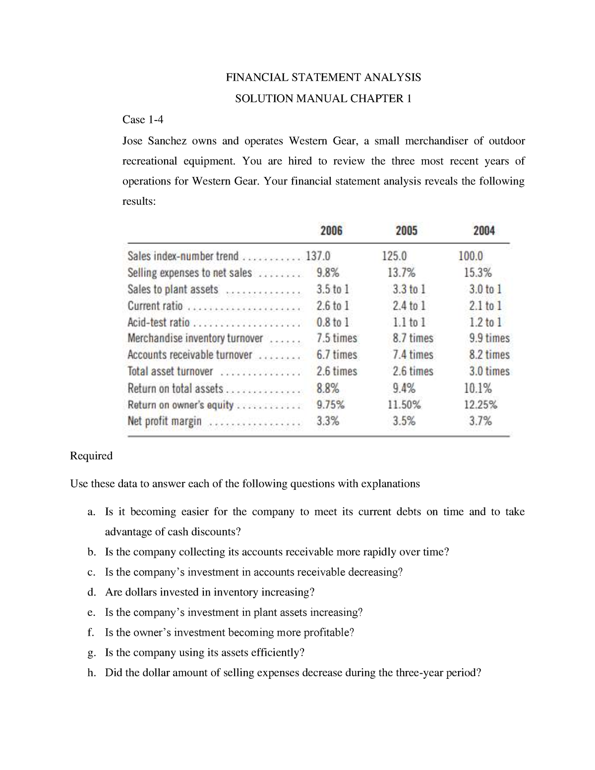 financial analysis case study with solution pdf