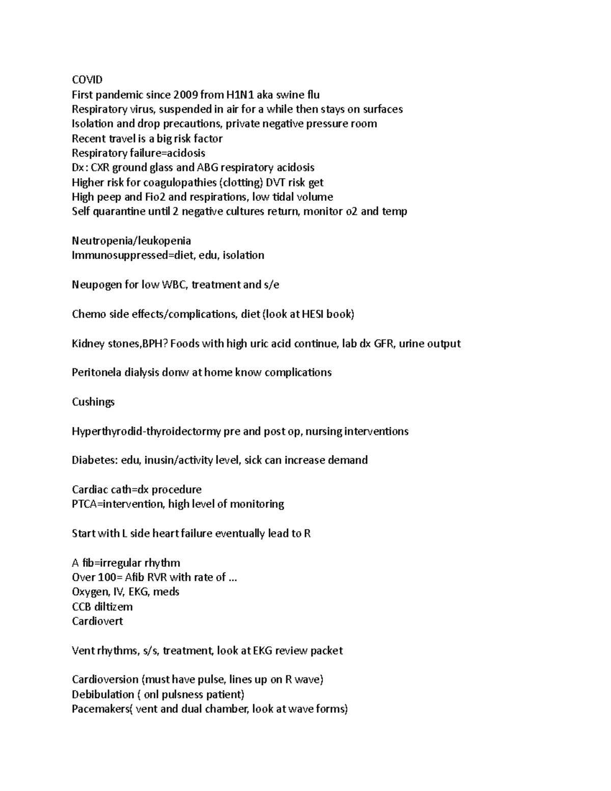 CC med surge review - helpful study guide for critical care final ...