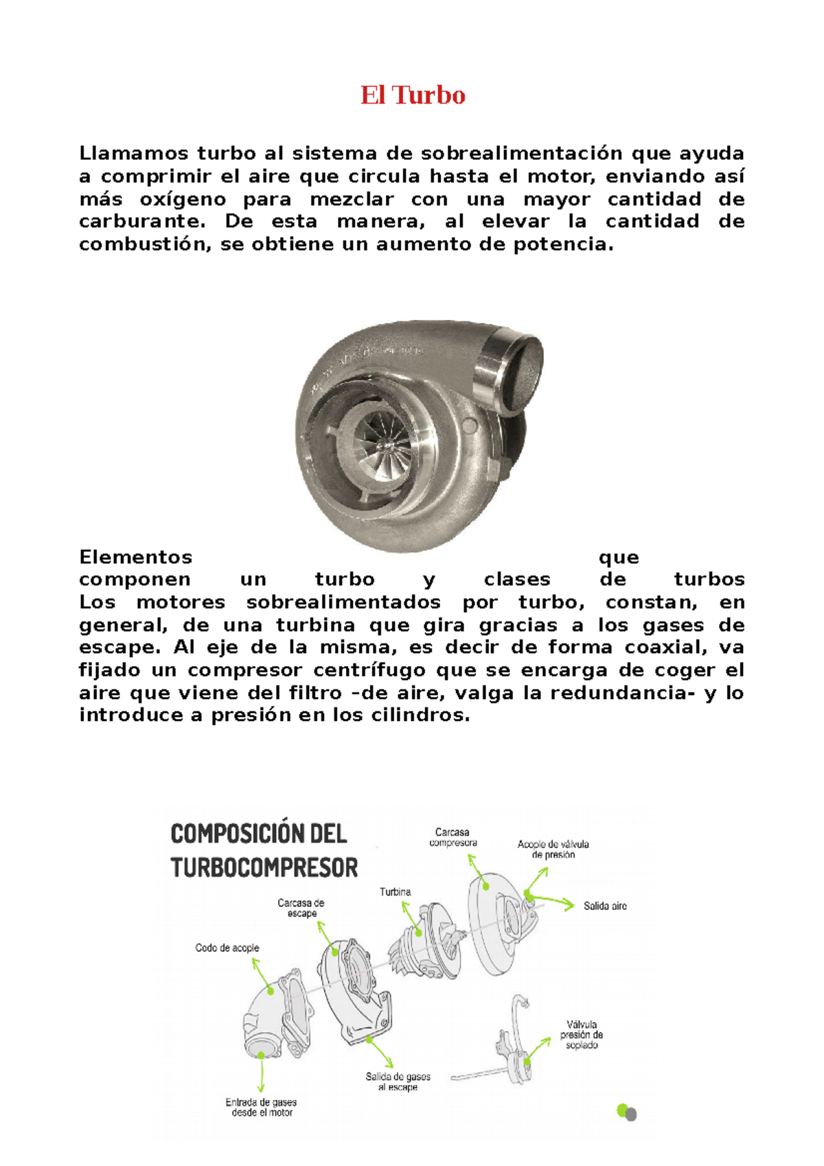 Turbo funcion , tipos y caracteristicas . jerry mendoza pulache - El ...
