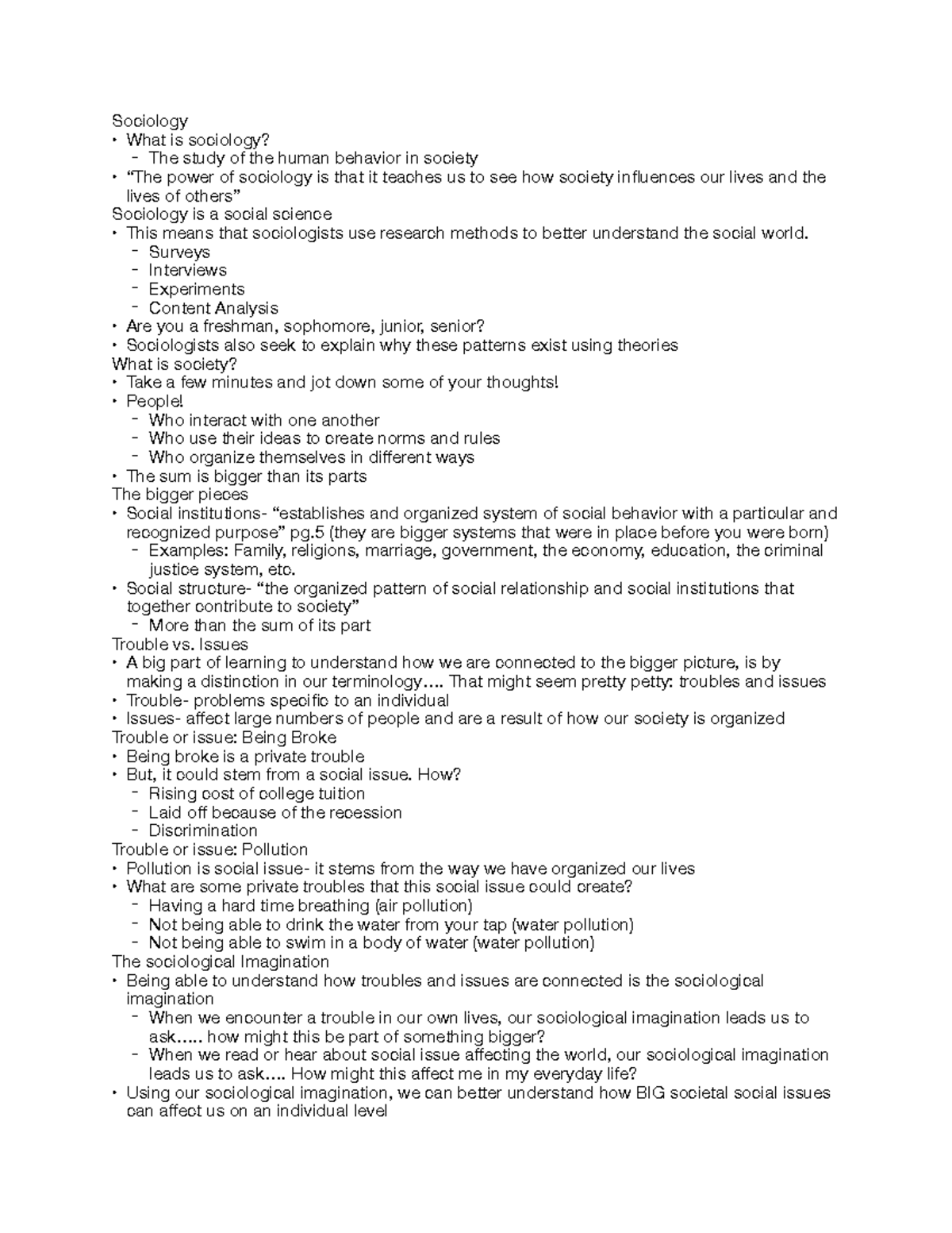 Sociology chapter1 - Sociology " What is sociology? - The study of the ...