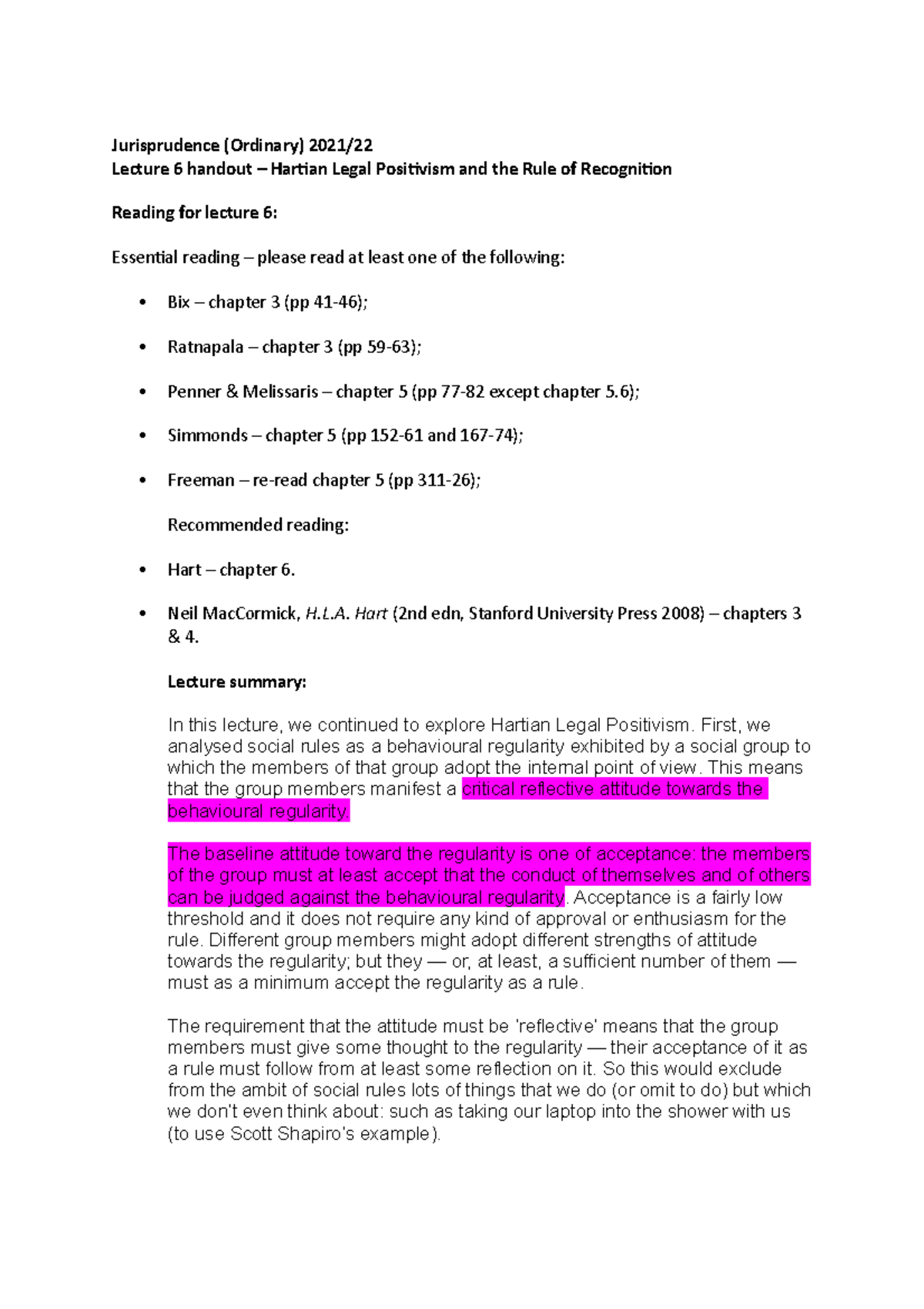 Lecture Six Jurisprudence - Jurisprudence (Ordinary) 2021/ Lecture 6 ...