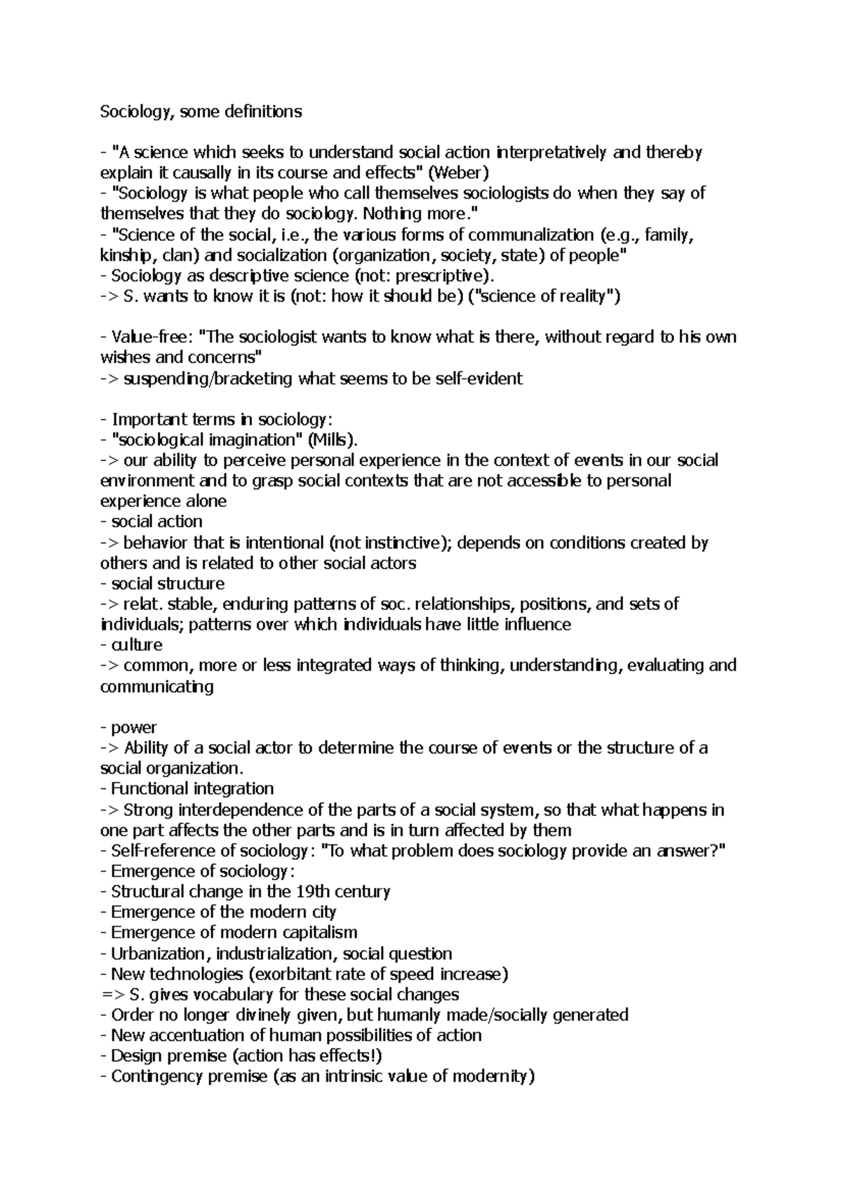 Sociology, definitions Sociology, some definitions "A science which