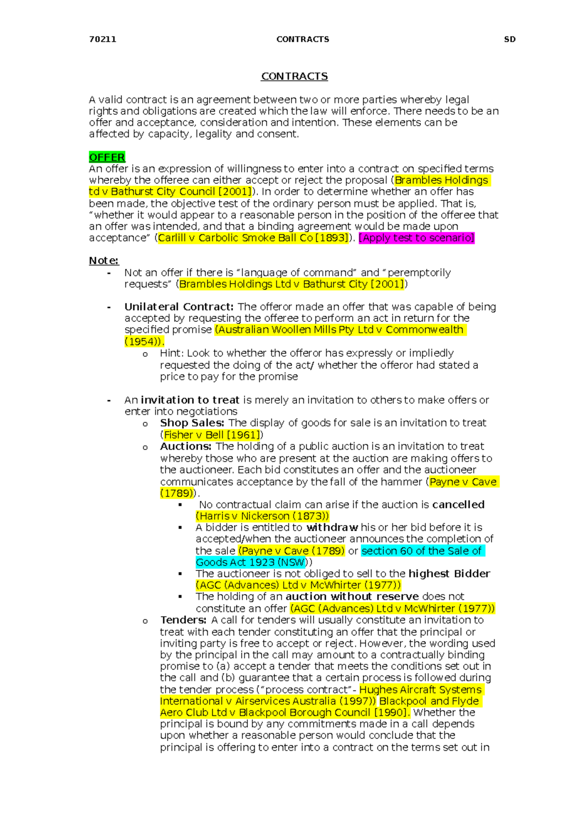 Contracts final notes - CONTRACTS A valid contract is an agreement ...