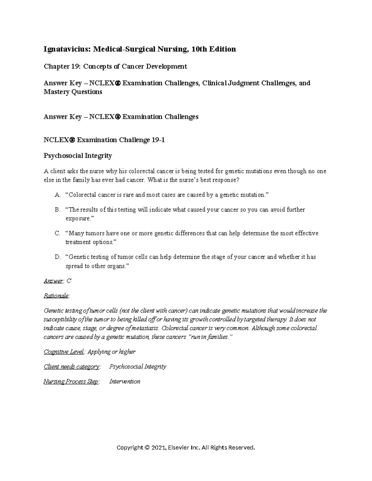 Chapter 019 Iggy Ignatavicius MedicalSurgical Nursing, 10th Edition