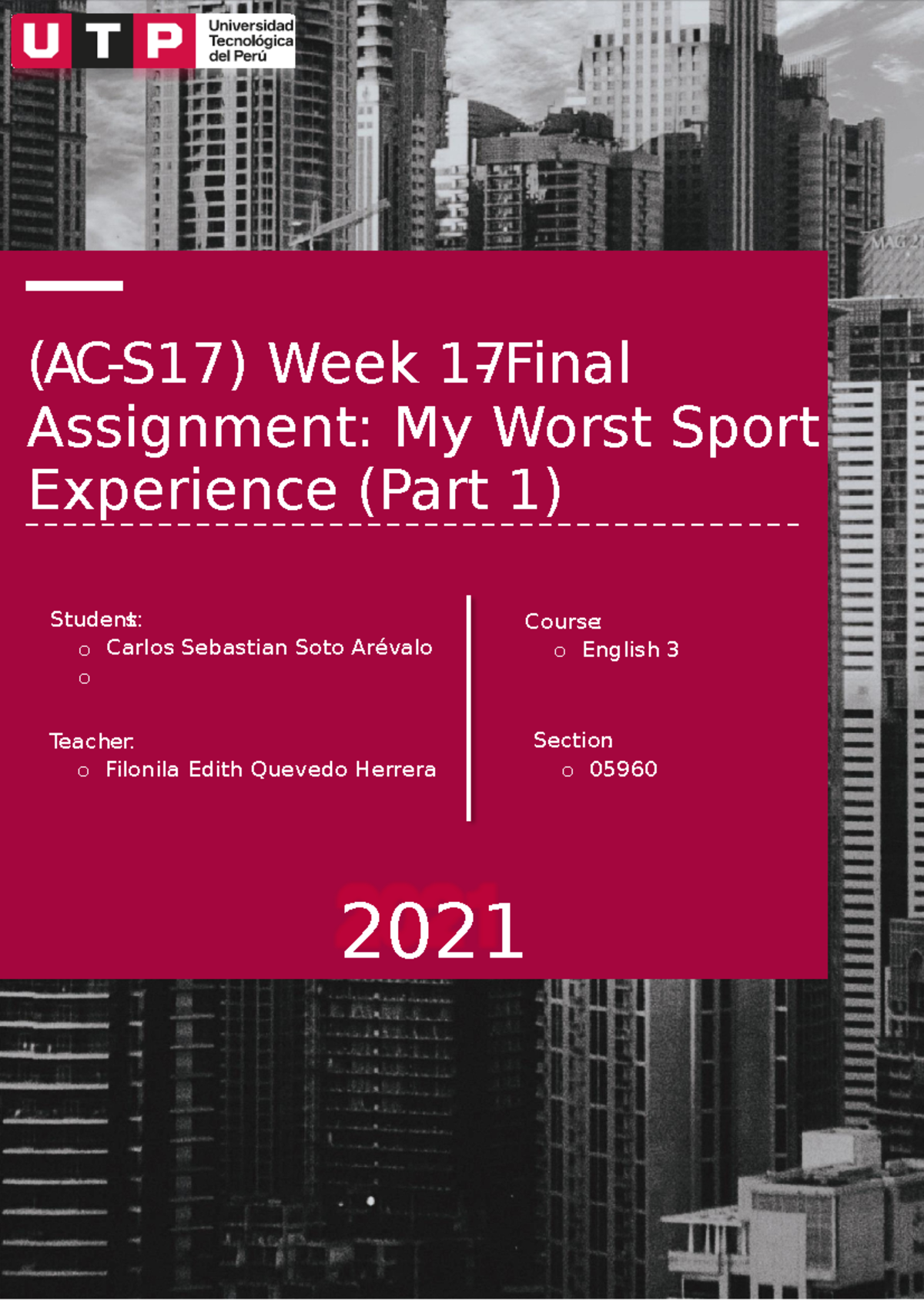 final assignment my worst sport experience (part 1)