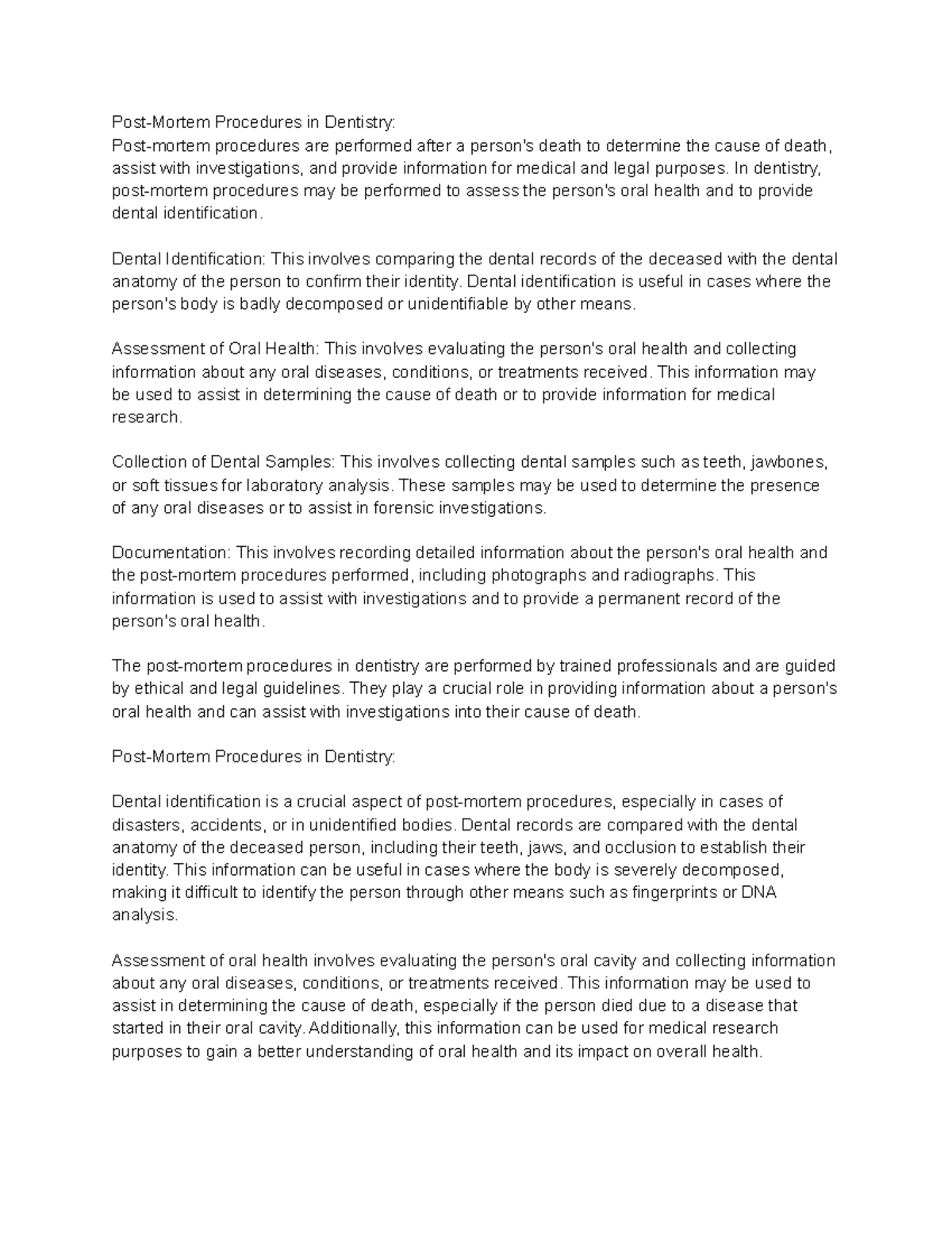 Post-Mortem Procedures in Dentistry - Post-Mortem Procedures in ...