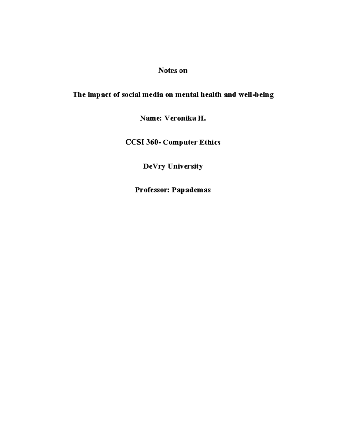 The impact of social media on mental health and well-being - Notes on ...