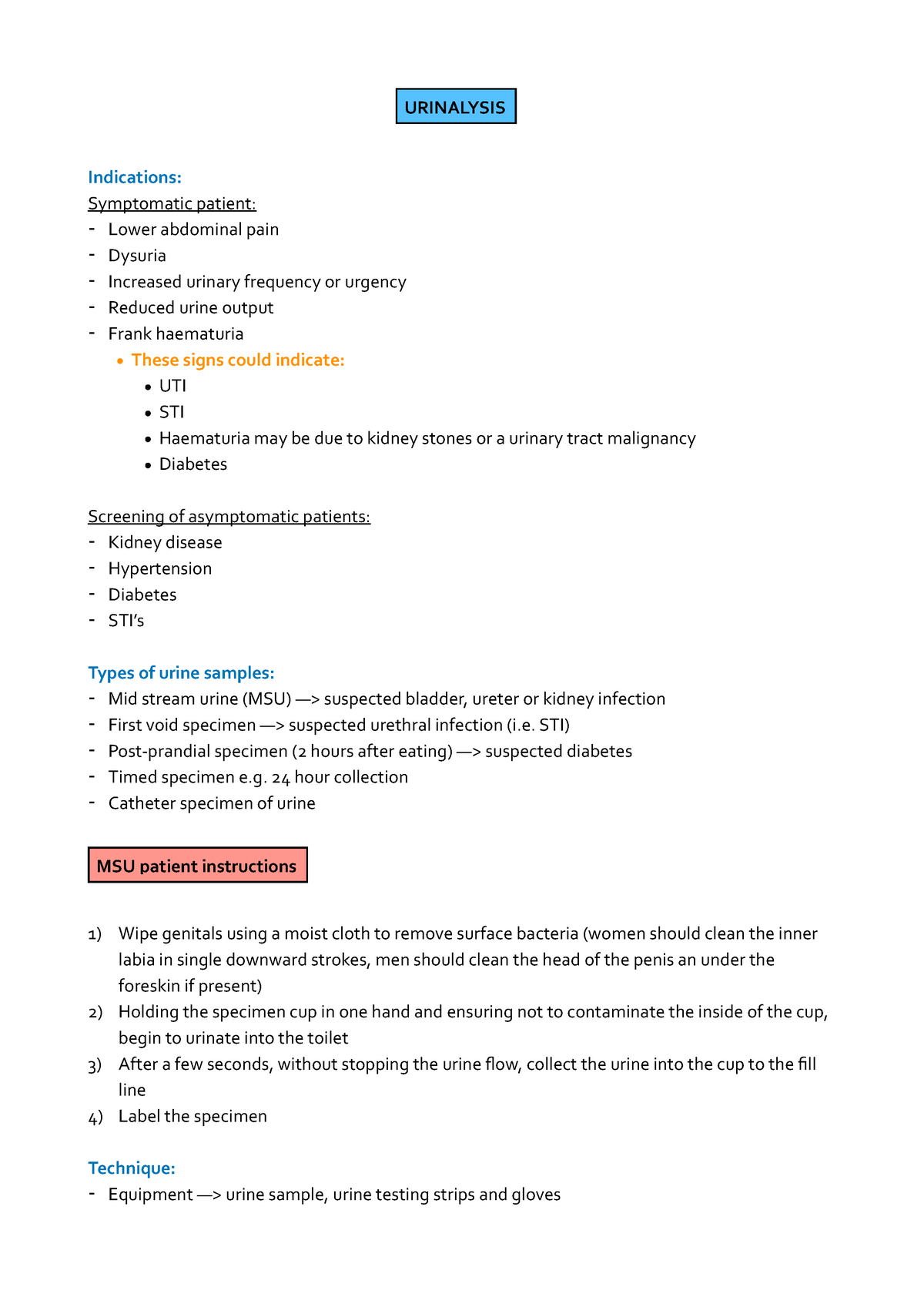 How to perform urinalysis - **Indications: ** Symptomatic patient ...