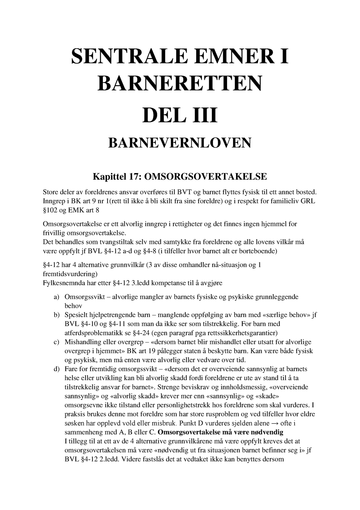 BVUD3000 - Sentrale Emner I Barneretten - SENTRALE EMNER I BARNERETTEN ...