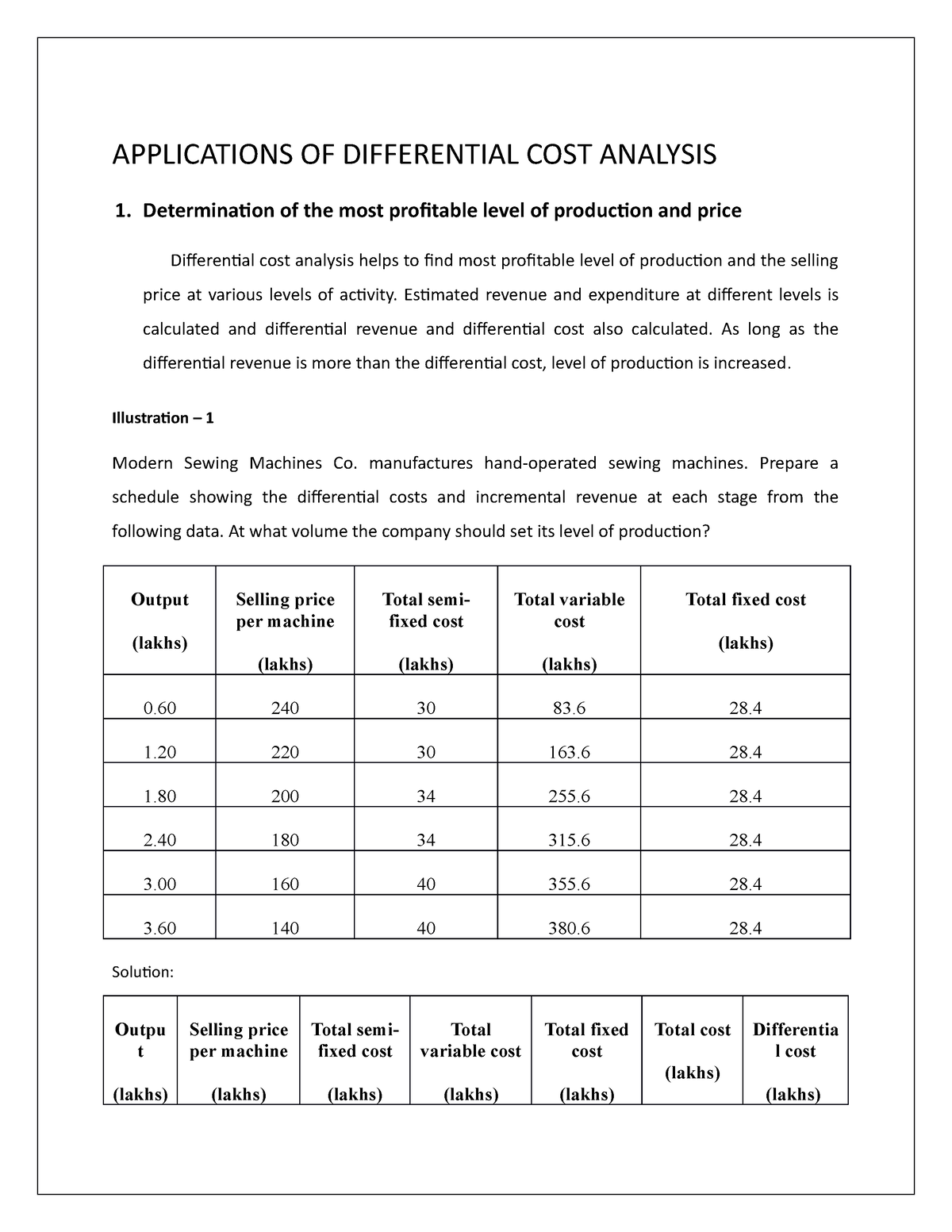 applications-of-differential-cost-analysis-applications-of