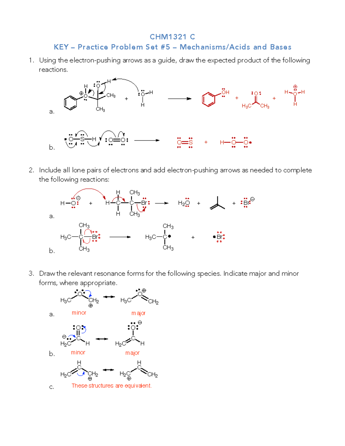 KEY Problem Set 5 CHM1321 C KEY Practice Problem Set 5 