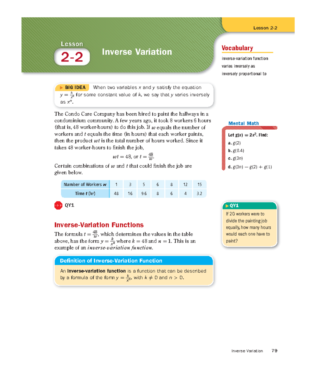079 SMP SEAA C02 L02 - Inverse Variation 79 Lesson 2- Inverse Variation ...