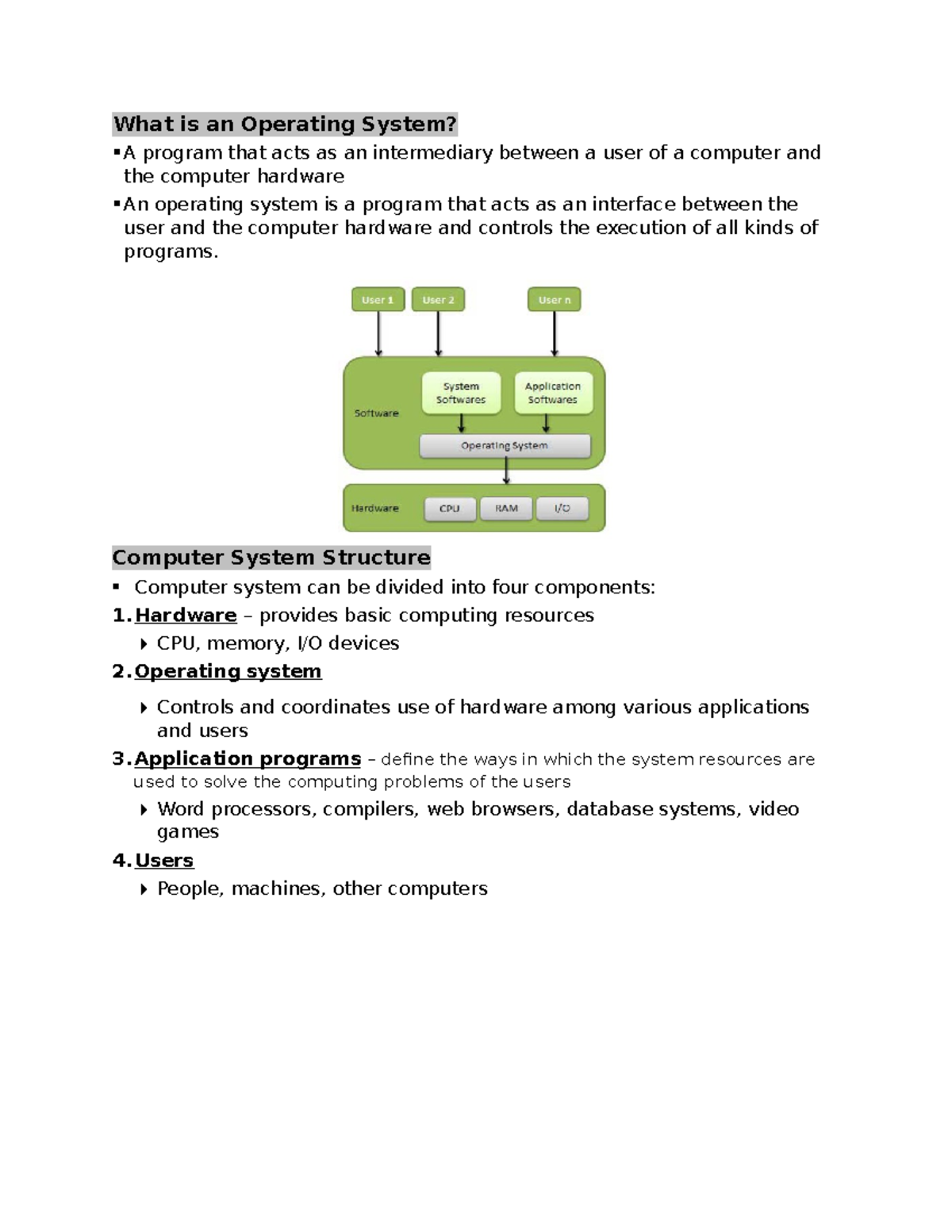 computer information systems (CIS131) - What is an Operating System? A ...