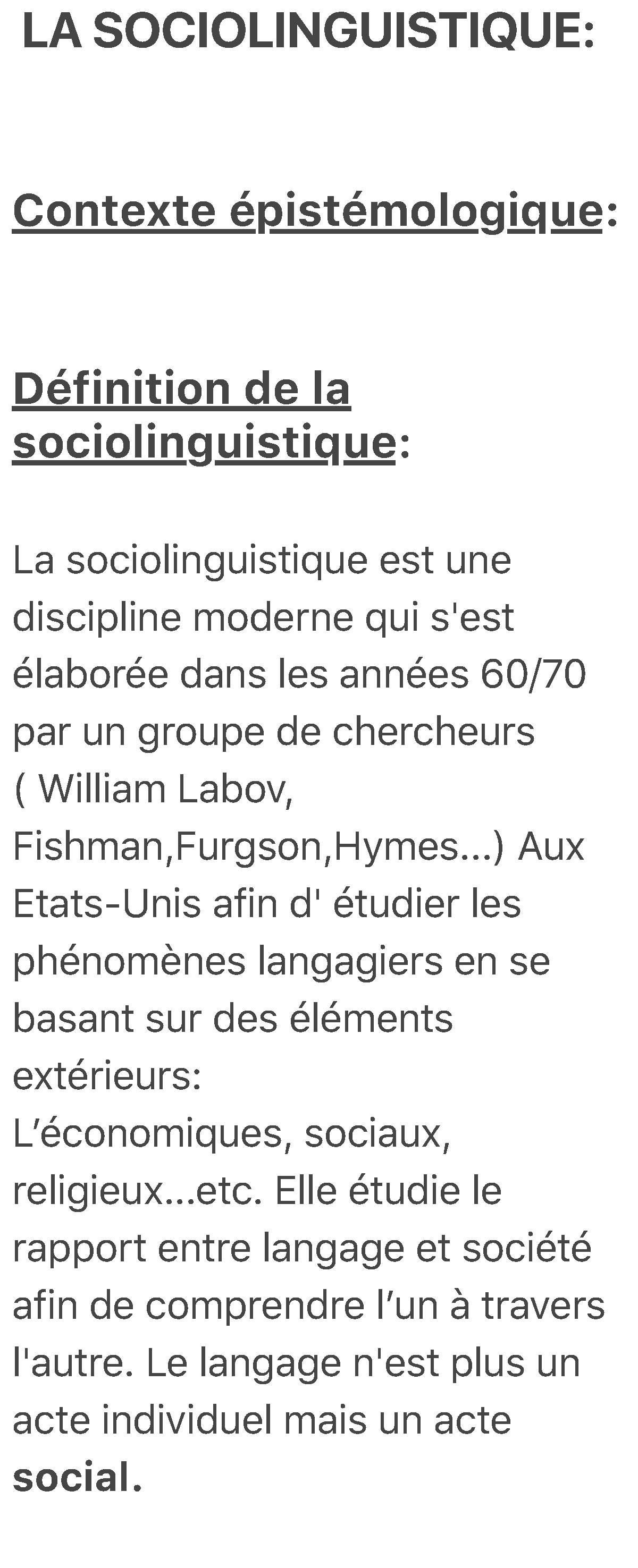 LA Sociolinguistique - LA SOCIOLINGUISTIQUE: Contexte épistémologique ...