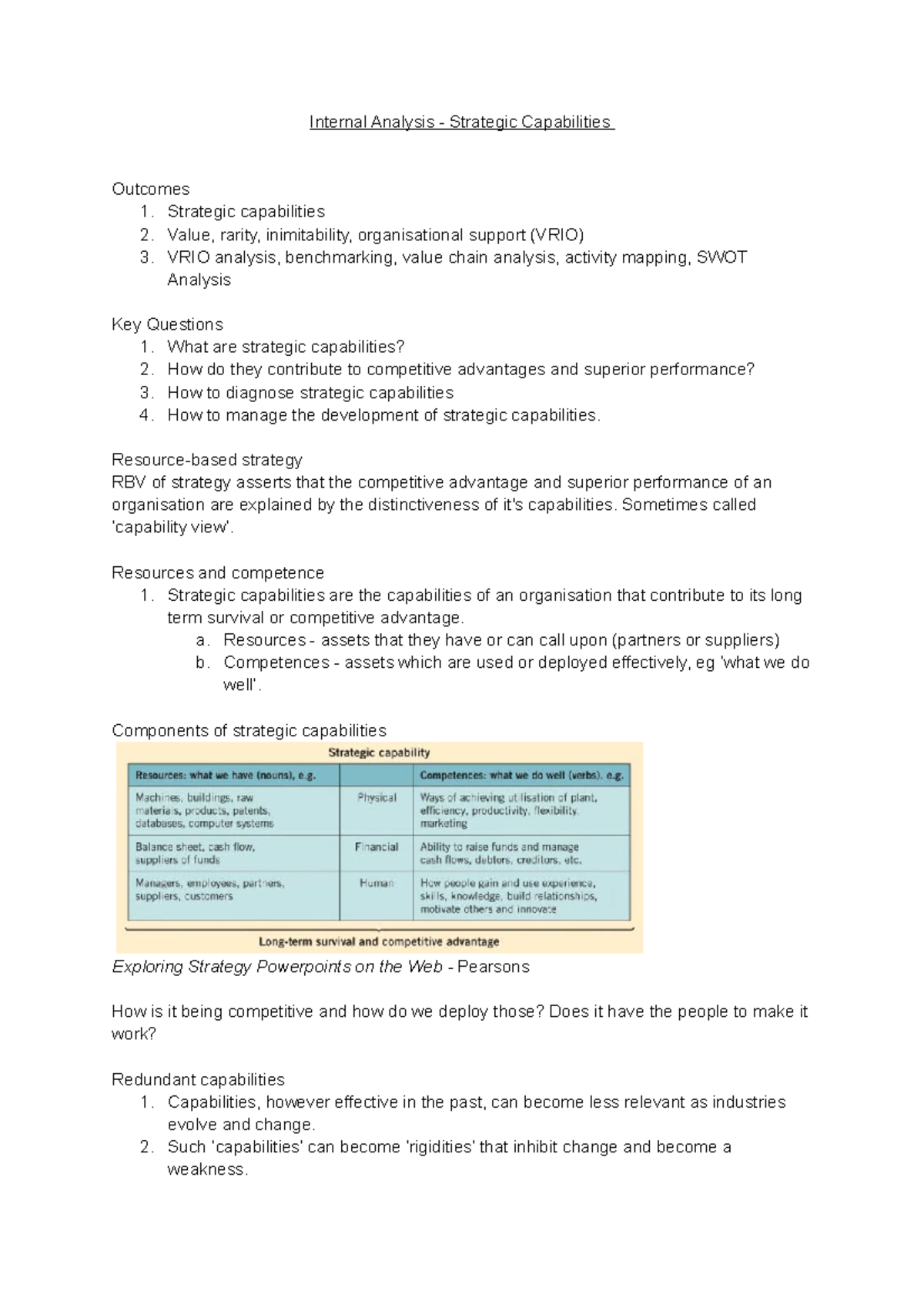 Internal Analysis - Strategic Capabilities - Internal Analysis ...