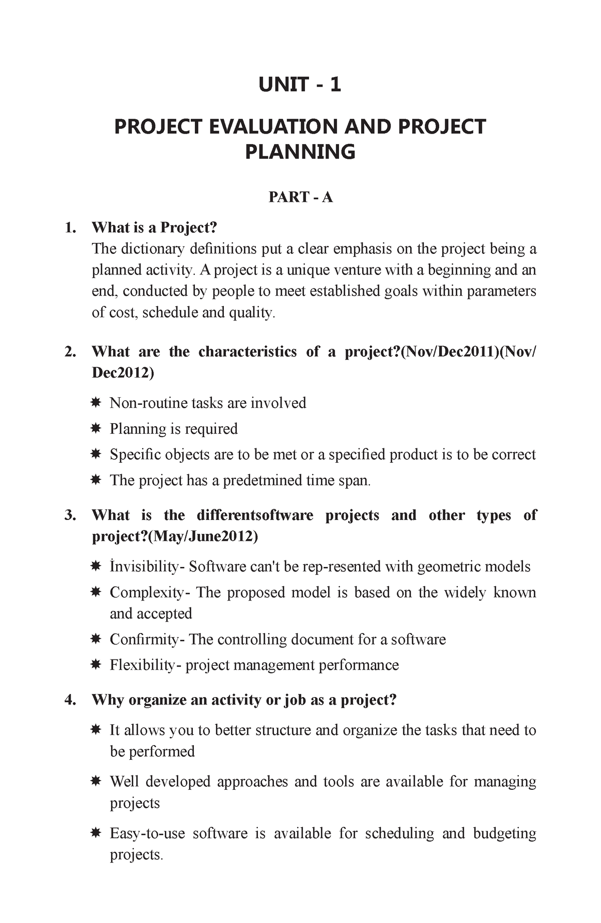 SPM PART A 1 What Is A Project The Dictionary Definitions Put A 