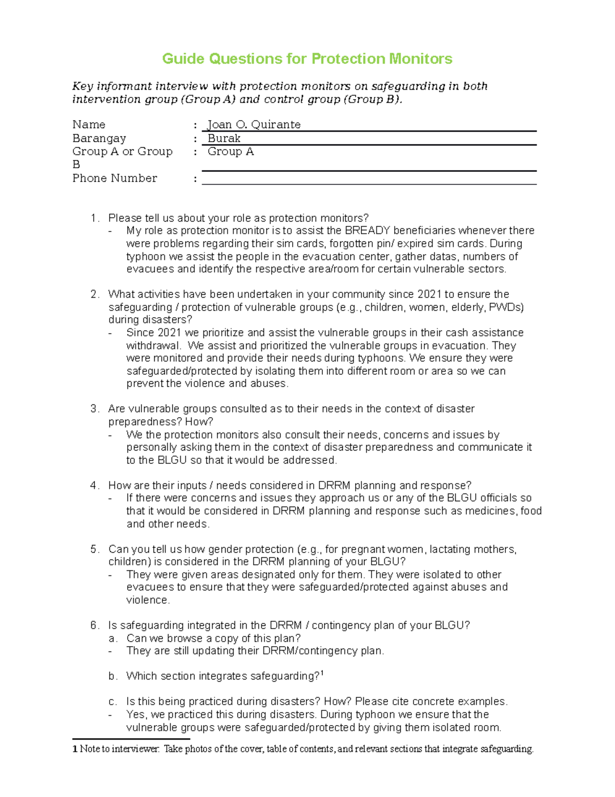 Burakguide Questions for Protection Monitors - Guide Questions for ...