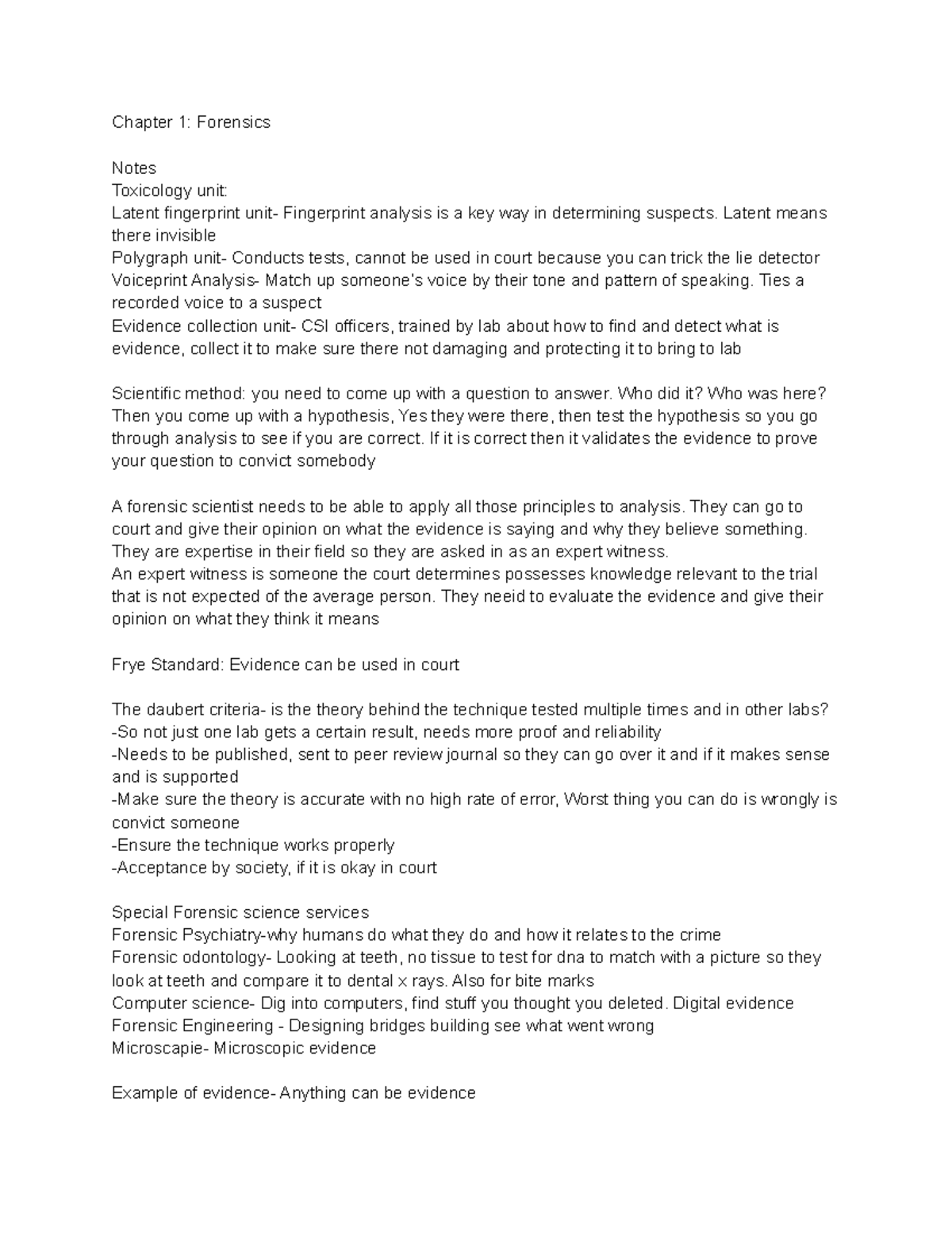 CHY foresnics - Lecture notes 1-5 - Chapter 1: Forensics Notes ...