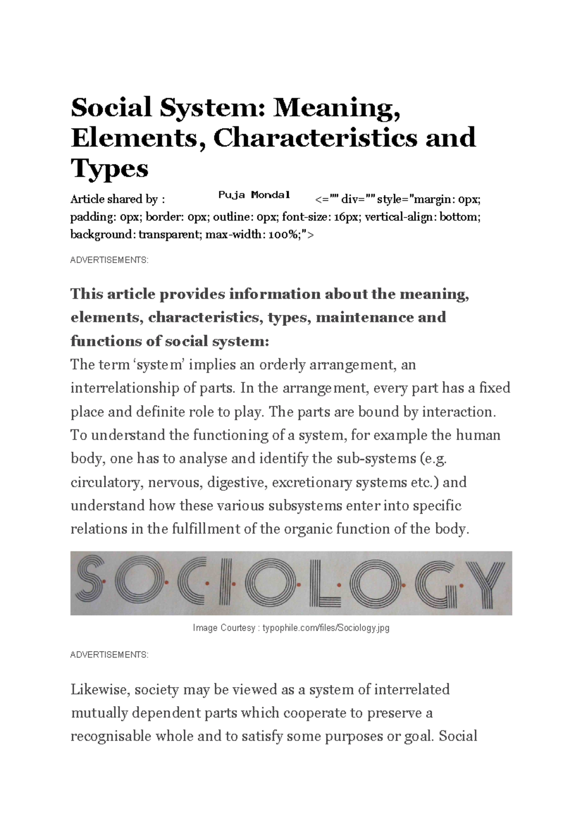 FS - M-1 - Social System: Meaning, Elements, Characteristics and Types ...