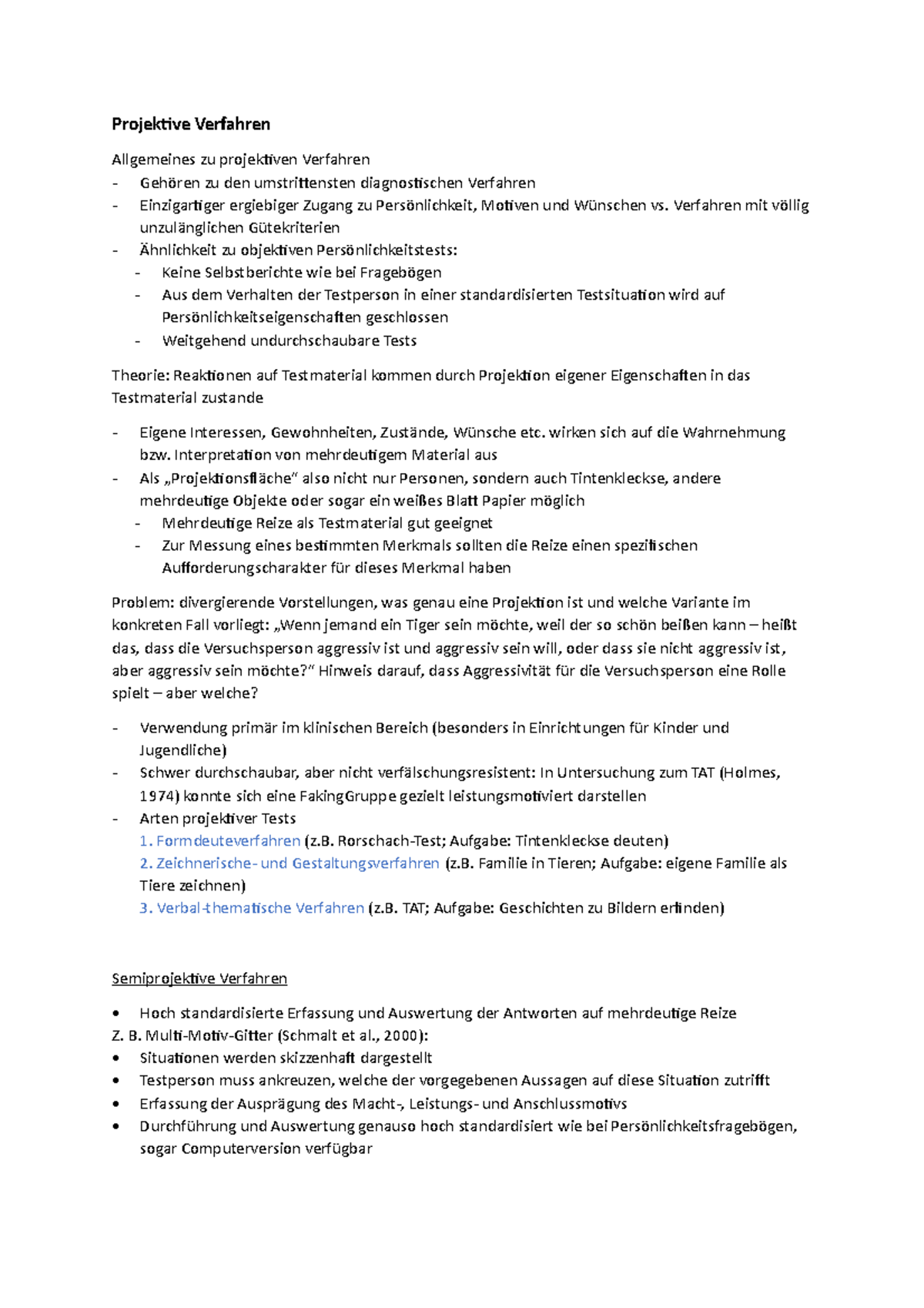 9. Projektive Verfahren Projektive Verfahren Allgemeines zu