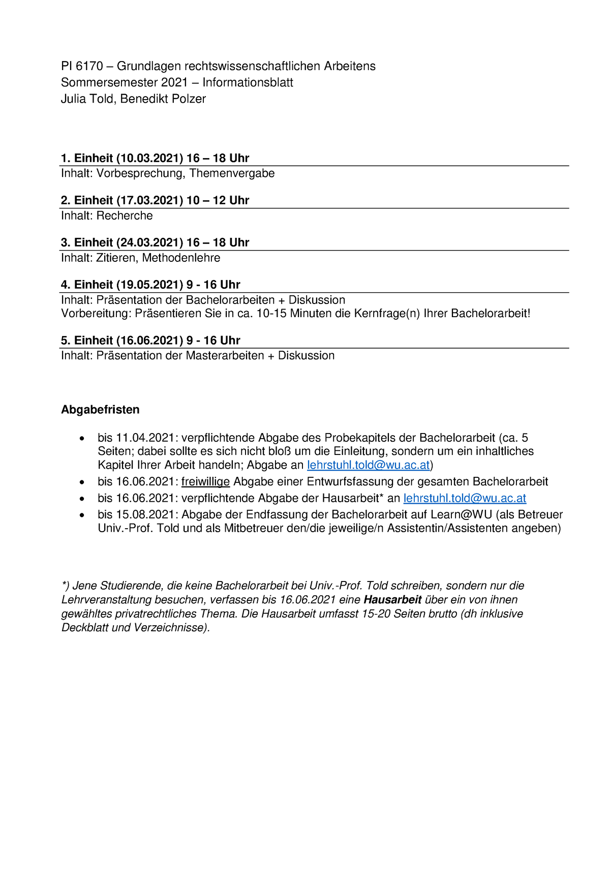 Informationsblatt PI 6170 - PI 6170 – Grundlagen ...