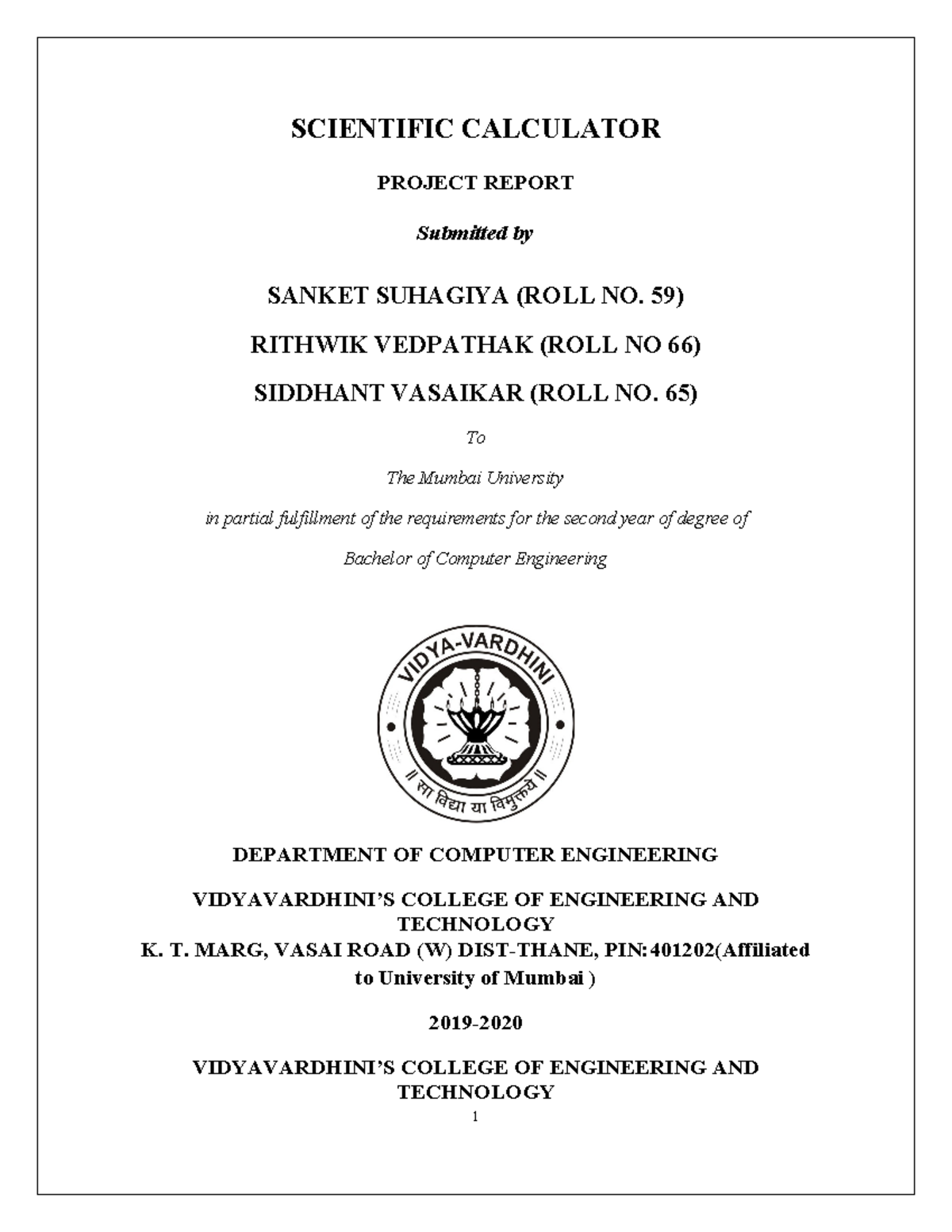 DS Project Report - SCIENTIFIC CALCULATOR PROJECT REPORT Submitted by ...
