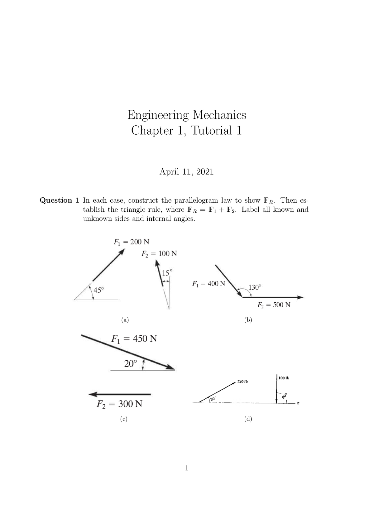 engineering mechanics assignment 1