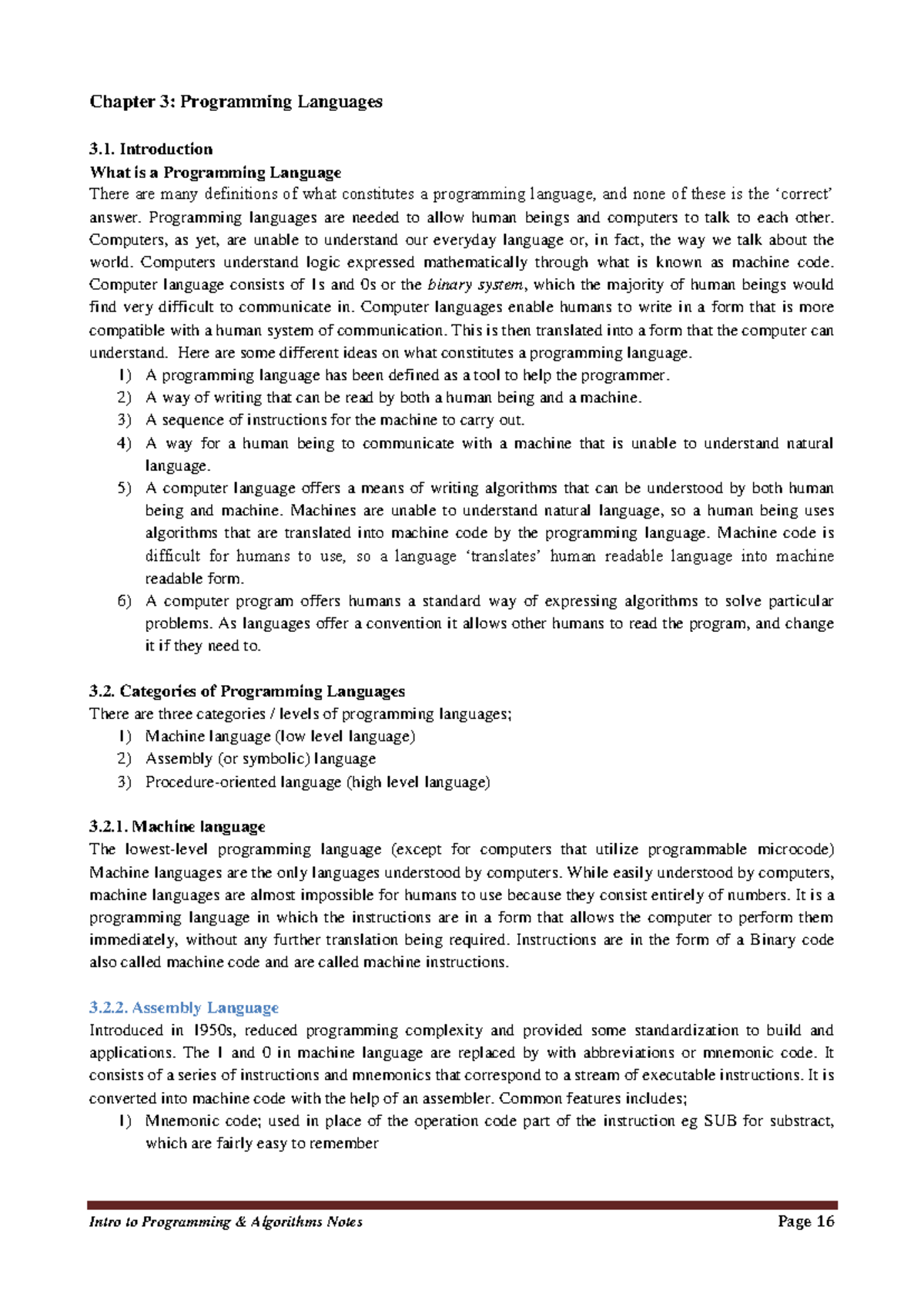 BIT 1102 Introduction to Programming Algorithms Notes-pages-16-31 ...