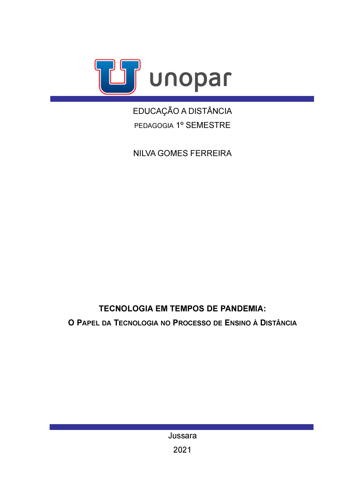 Portfólio Interdisciplinar Primeiro Semestre Do Curso De Pedagogia ...