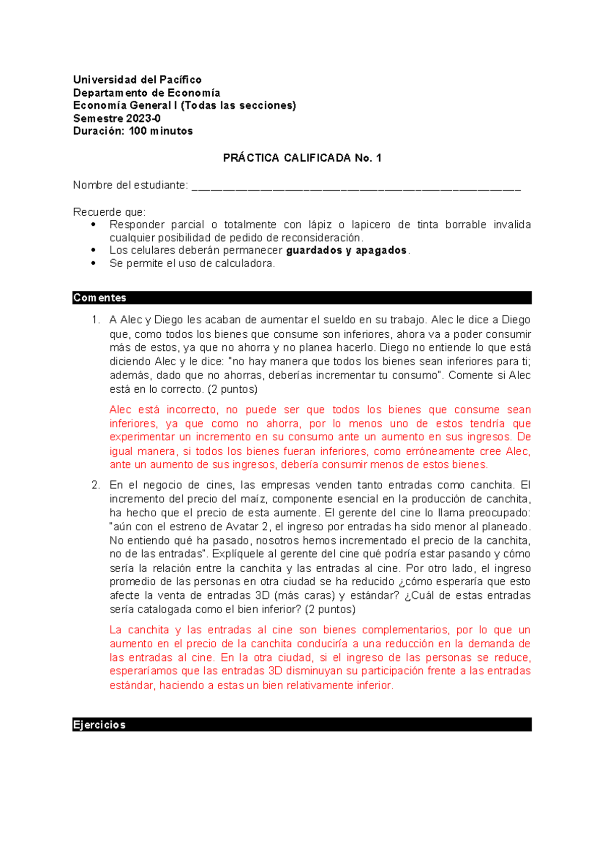 PC1 2023-0 sol - practica calificada 1 - solucionario - Universidad del ...