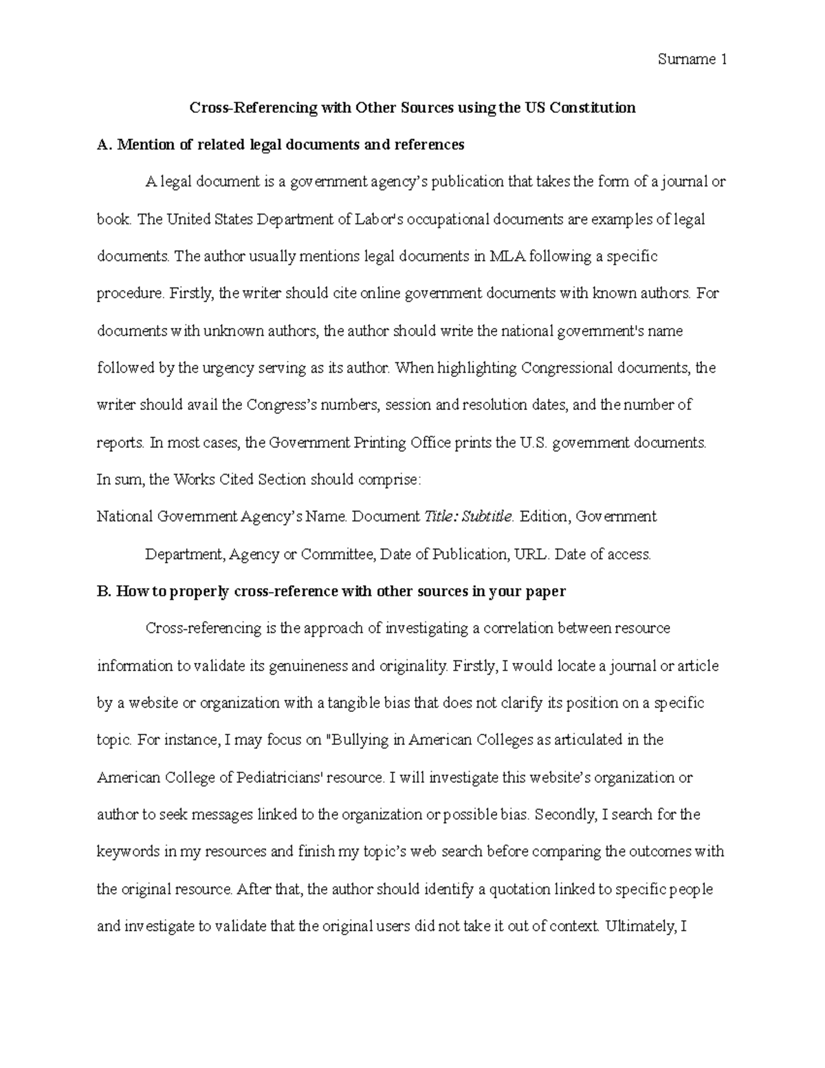 Cross-Referencing with Other Sources using the US Constitution ...
