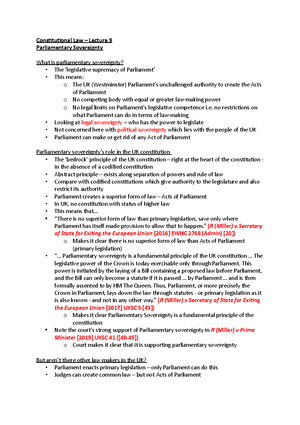 Public LAW notes revision - UNIT 1 THE UK CONSTITUTION Sub-unit 1 ...