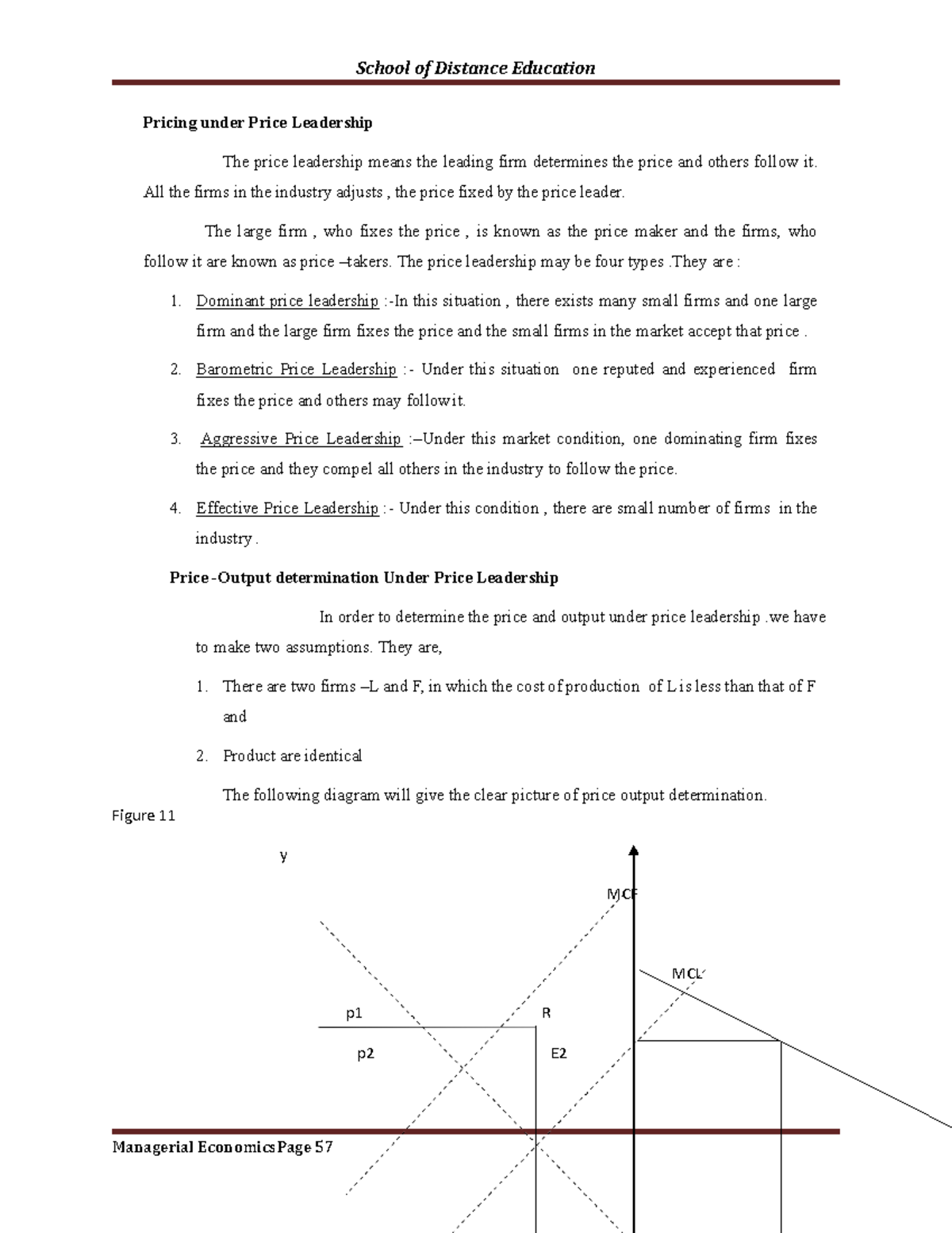 Managerial Economics ( B Pricing under Price Leadership The price
