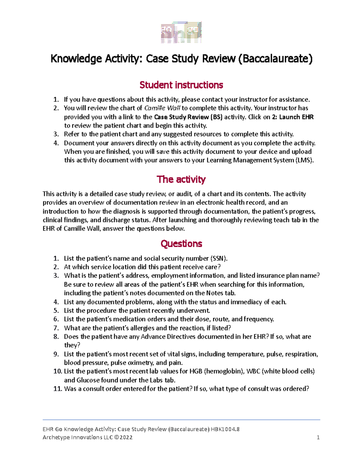 knowledge activity case study review (associate)