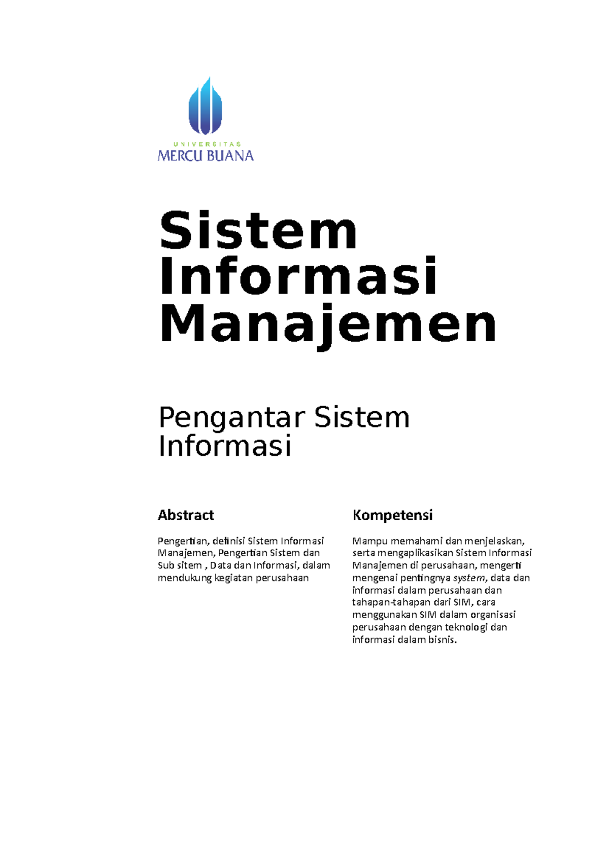 Sistem Informasi Manajemen - Bab 1 Pengantar Sistem Informasi 1. Konsep ...