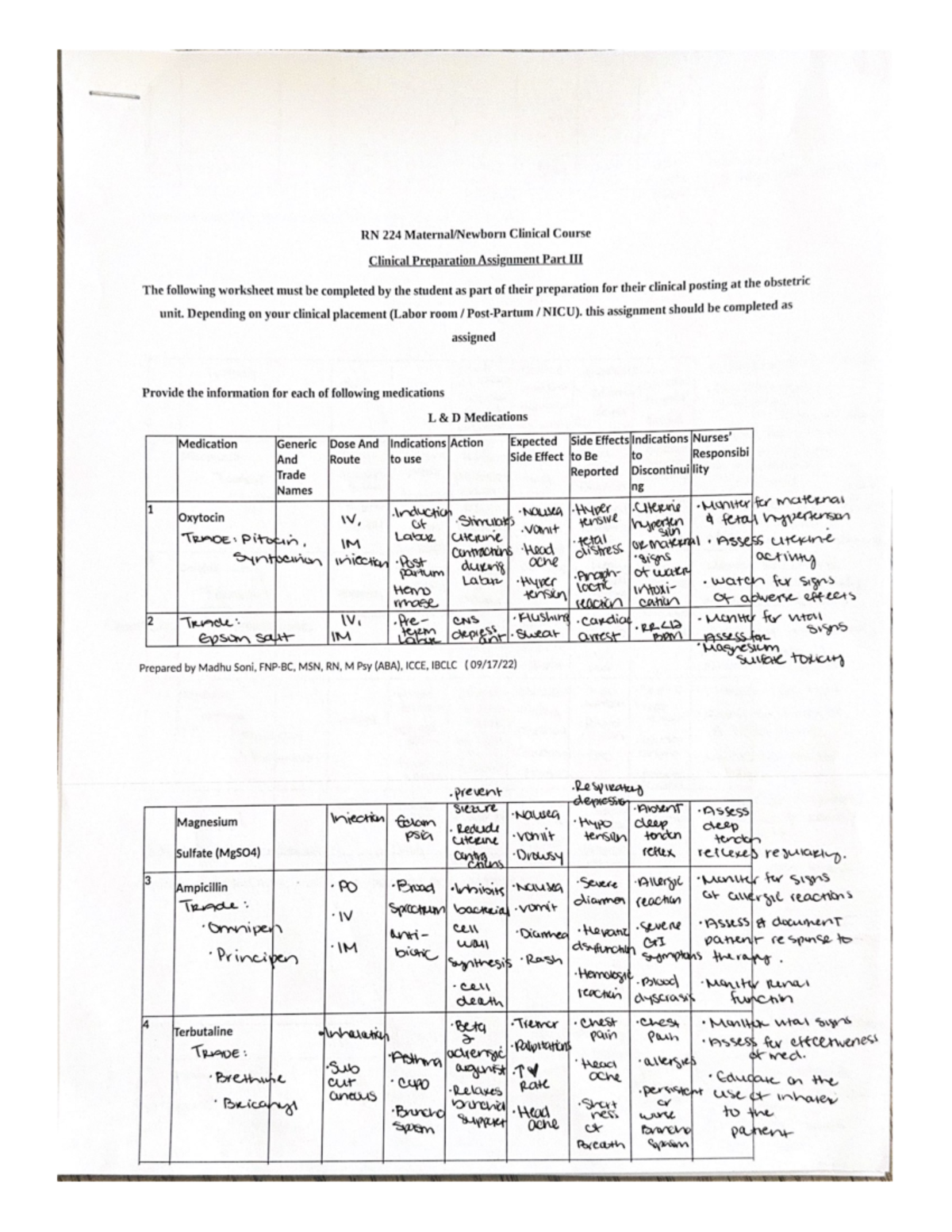 RN 224 Medications - Assignment - RN 224 Clinical Course Clinical ...