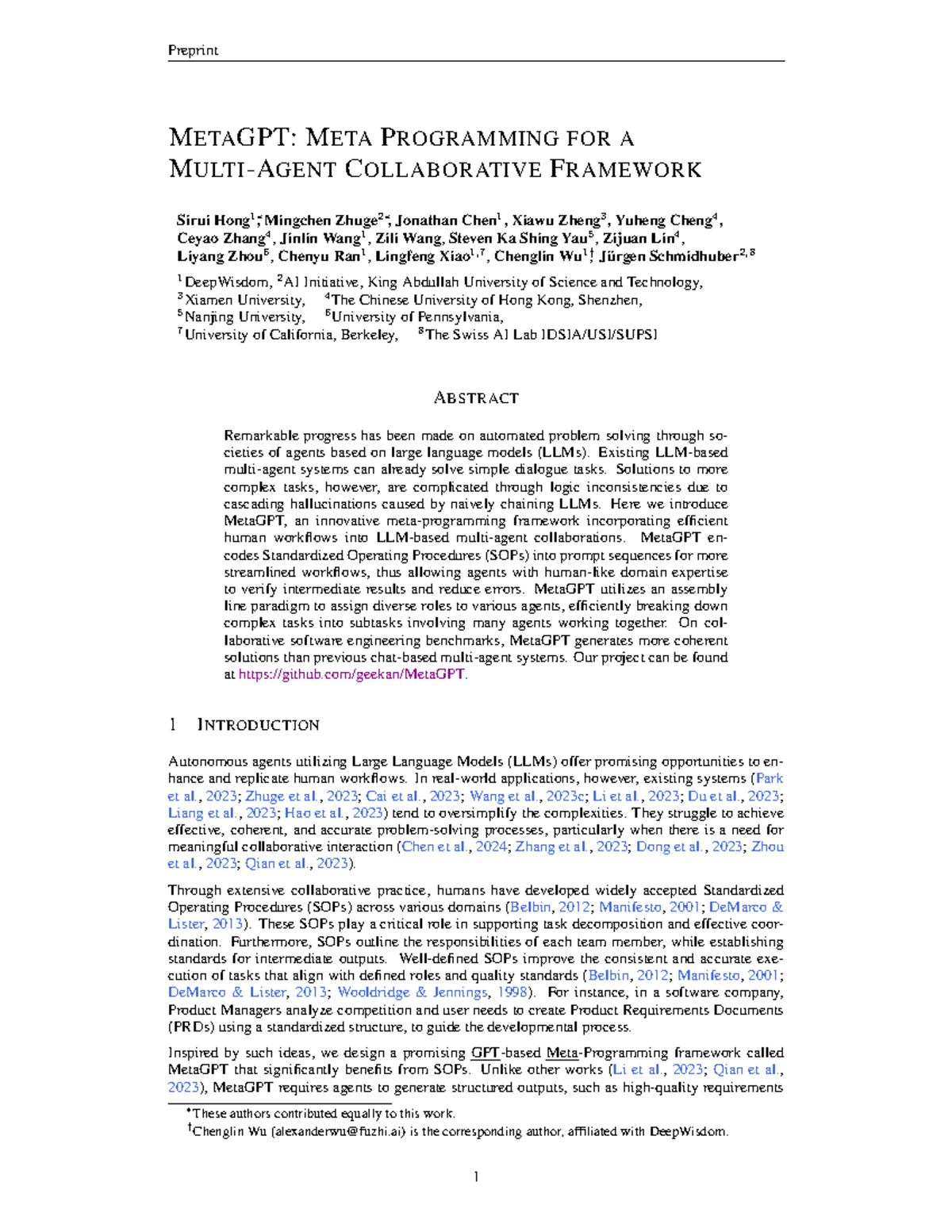 Metagpt - this is here - METAGPT: META PROGRAMMING FOR A MULTI-AGENT ...