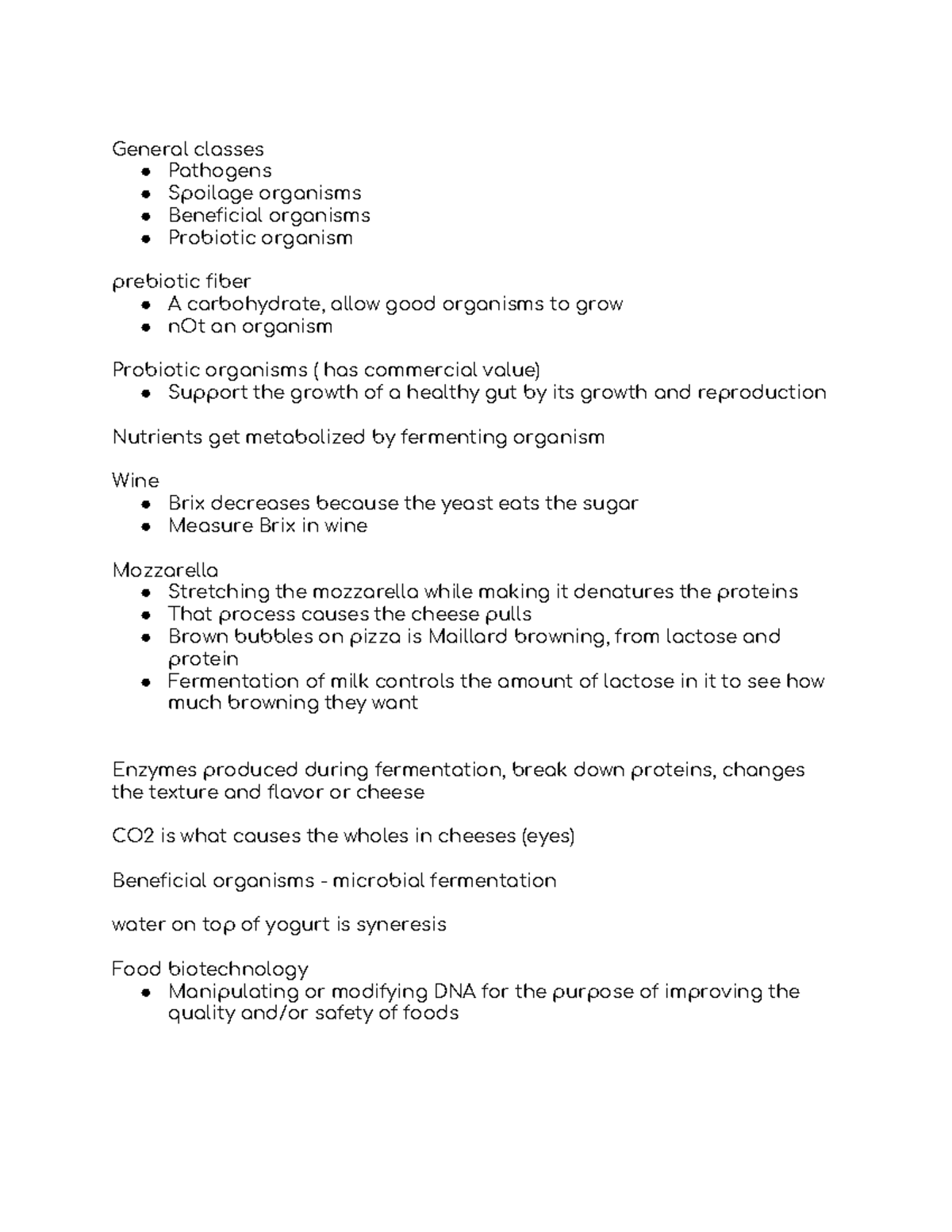 Fermentation Lecture notes week 3 General classes Pathogens