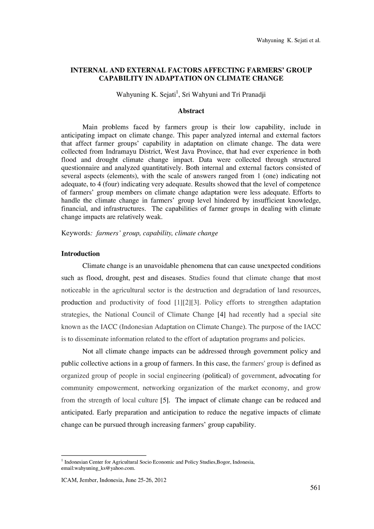 Internal AND External Factors Affecting Farmer Group - ICAM, Jember ...