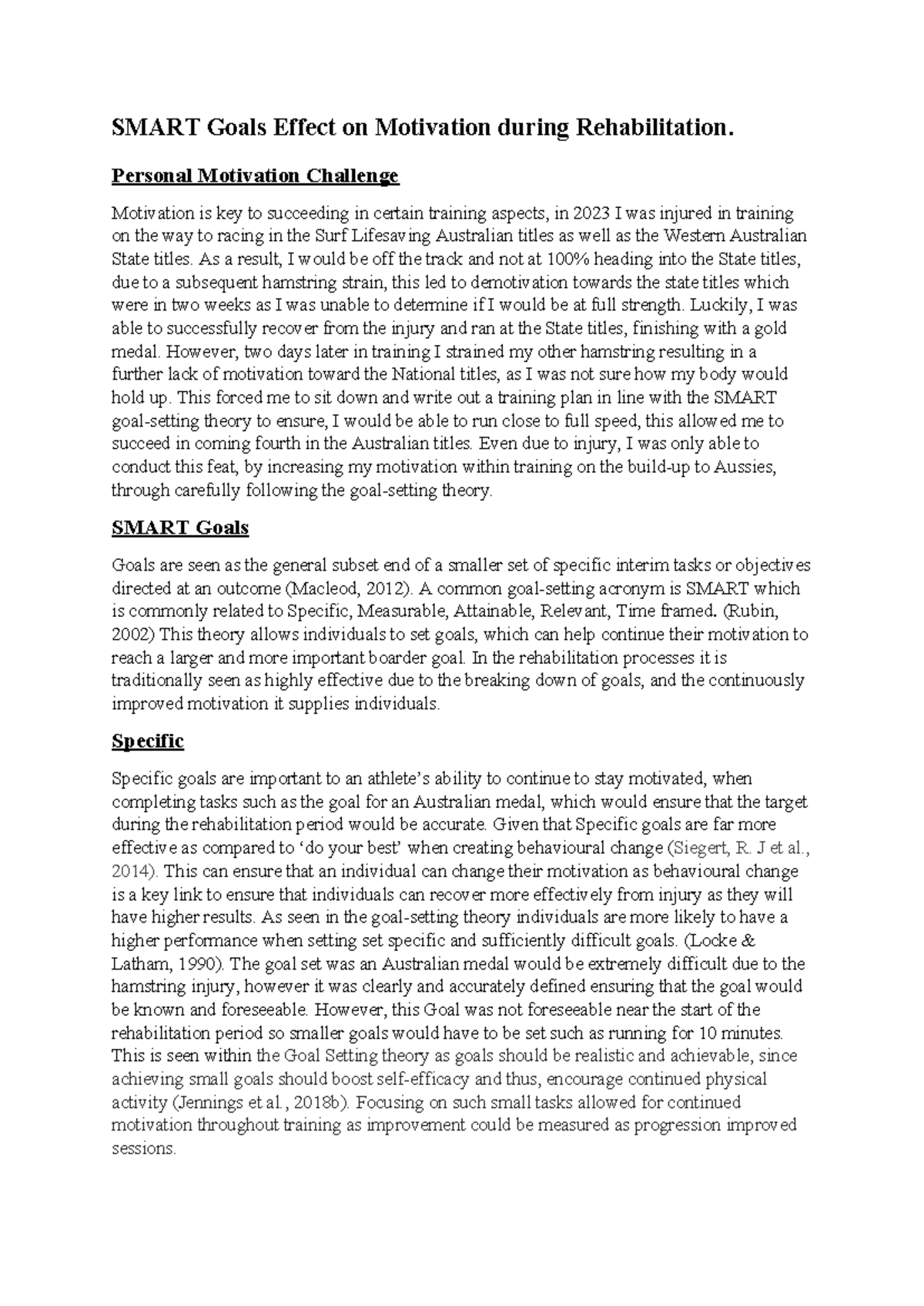 OB essay task 1 - SMART Goals Effect on Motivation during ...