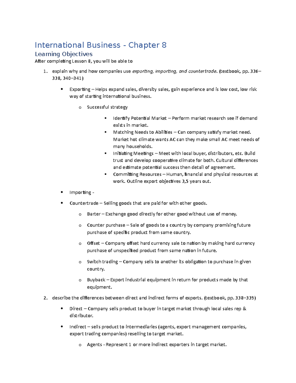 International Business - Chapter 8 - explain why and how companies use ...