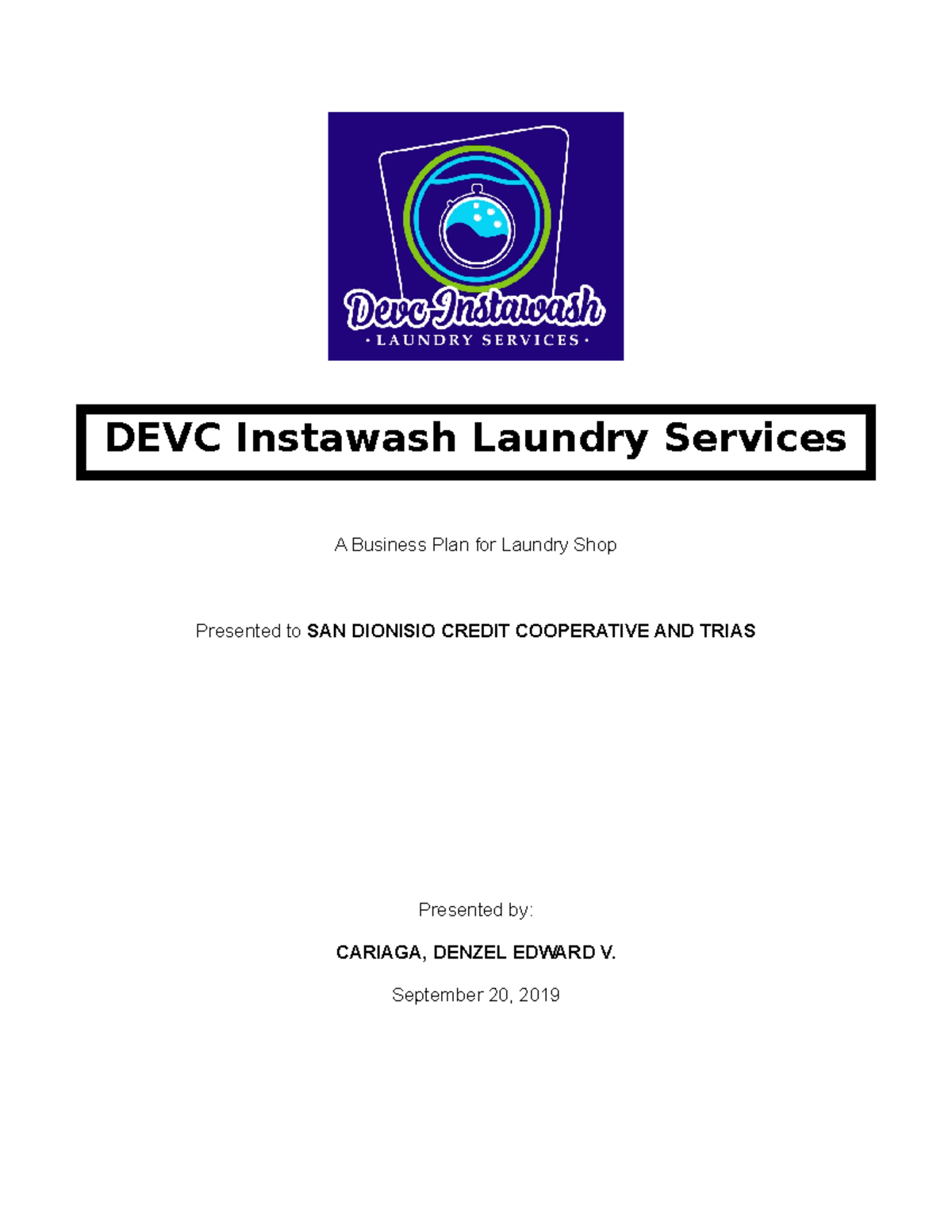 BUSINESS PLAN FOR LAUNDRY SHOP LOCATED IN PARANAQUE CITY - A Business ...