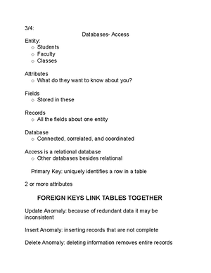 ISTM 210 Exam 3 PLUS Access - Lecture Notes Numbers Important With ...