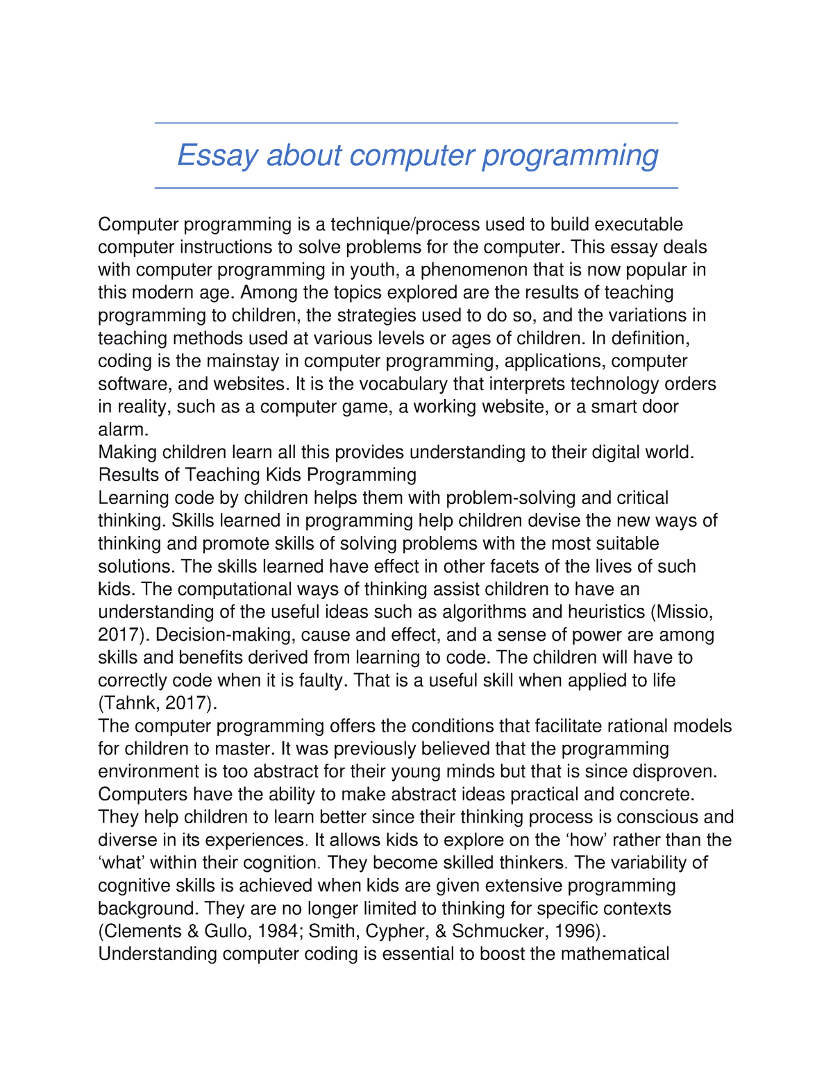 computer programming essay
