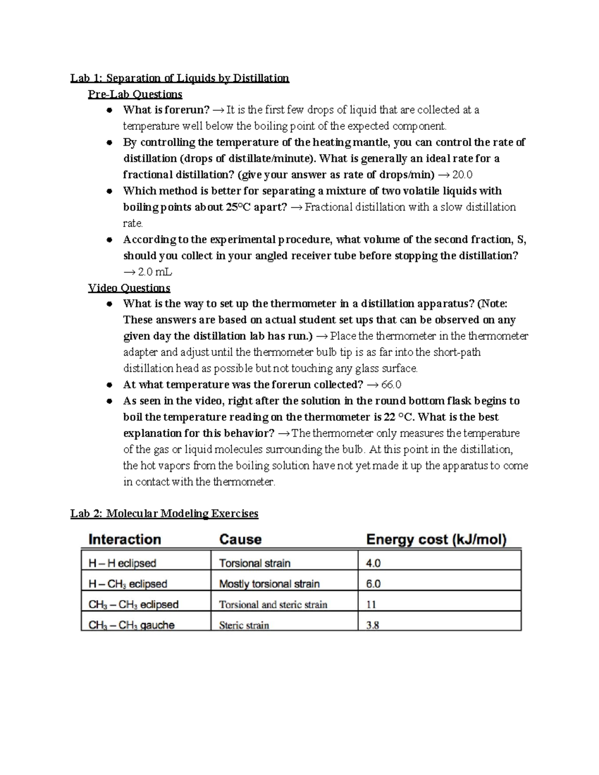 Final Exam Study Guide Lab 1 Separation of Liquids by Distillation