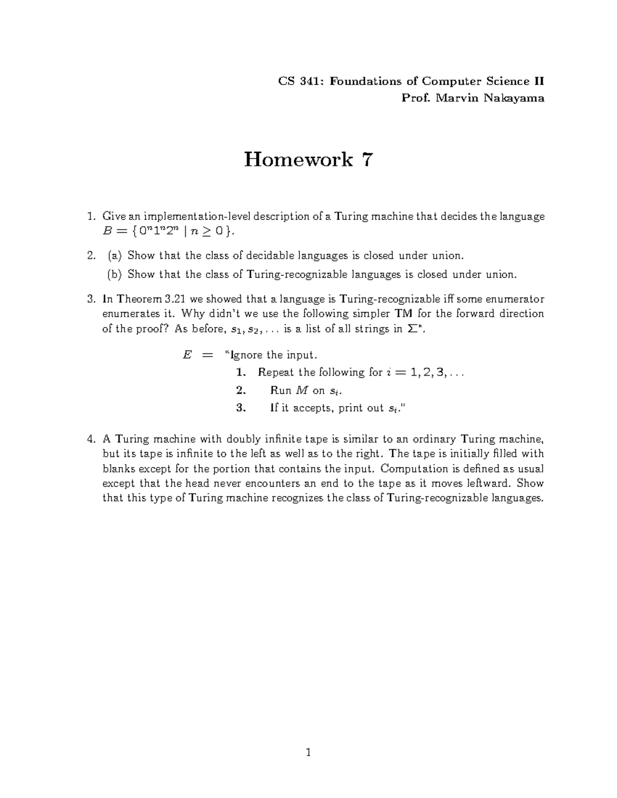 Hw07 - Homework 7 About Chapter 7 For CS341 - CS 341: Foundations Of ...