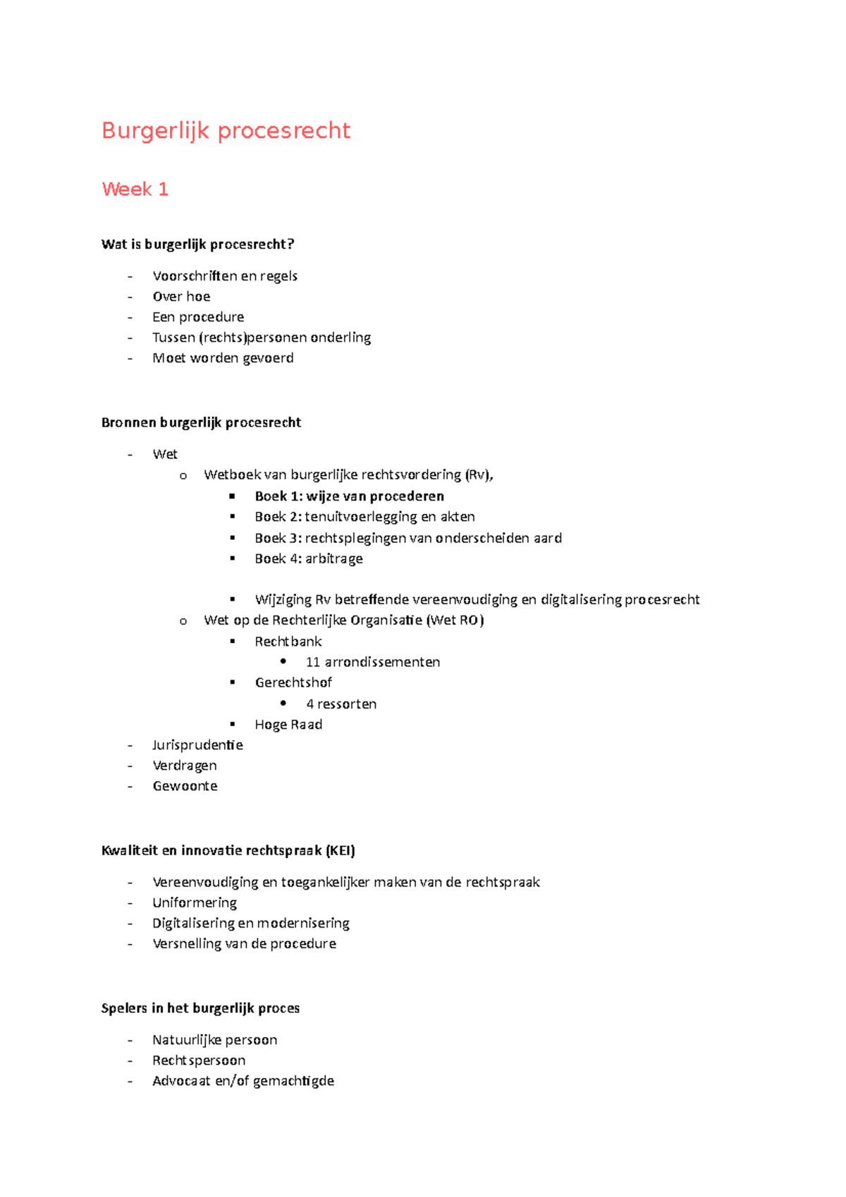 Burgerlijk Procesrecht Aantekeningen - Burgerlijk Procesrecht Week 1 ...